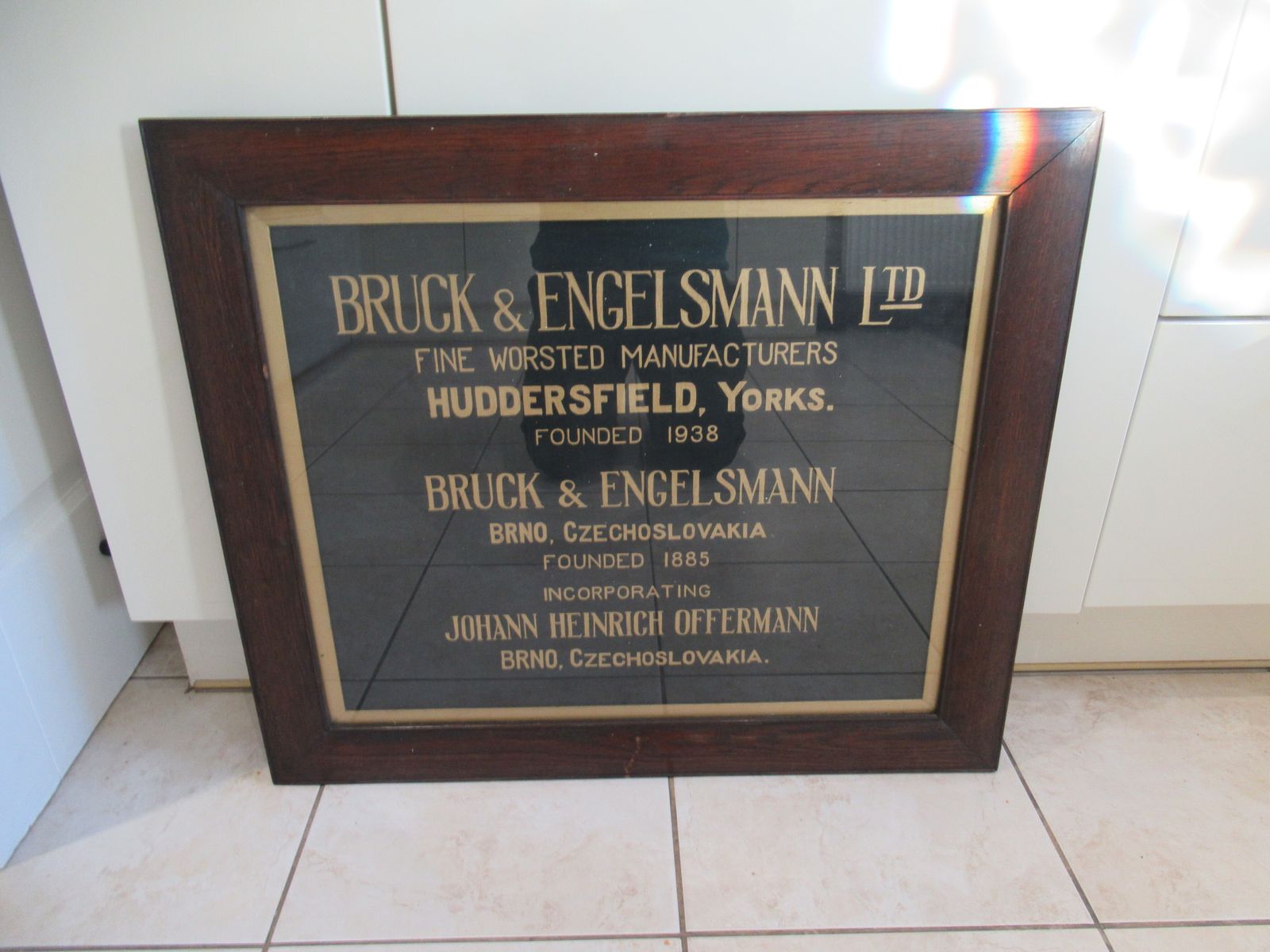 1920s   Oak Framed   Advertising     Print For Bruck   &  Engelsmann     Worsted   Manufactures photo furniture