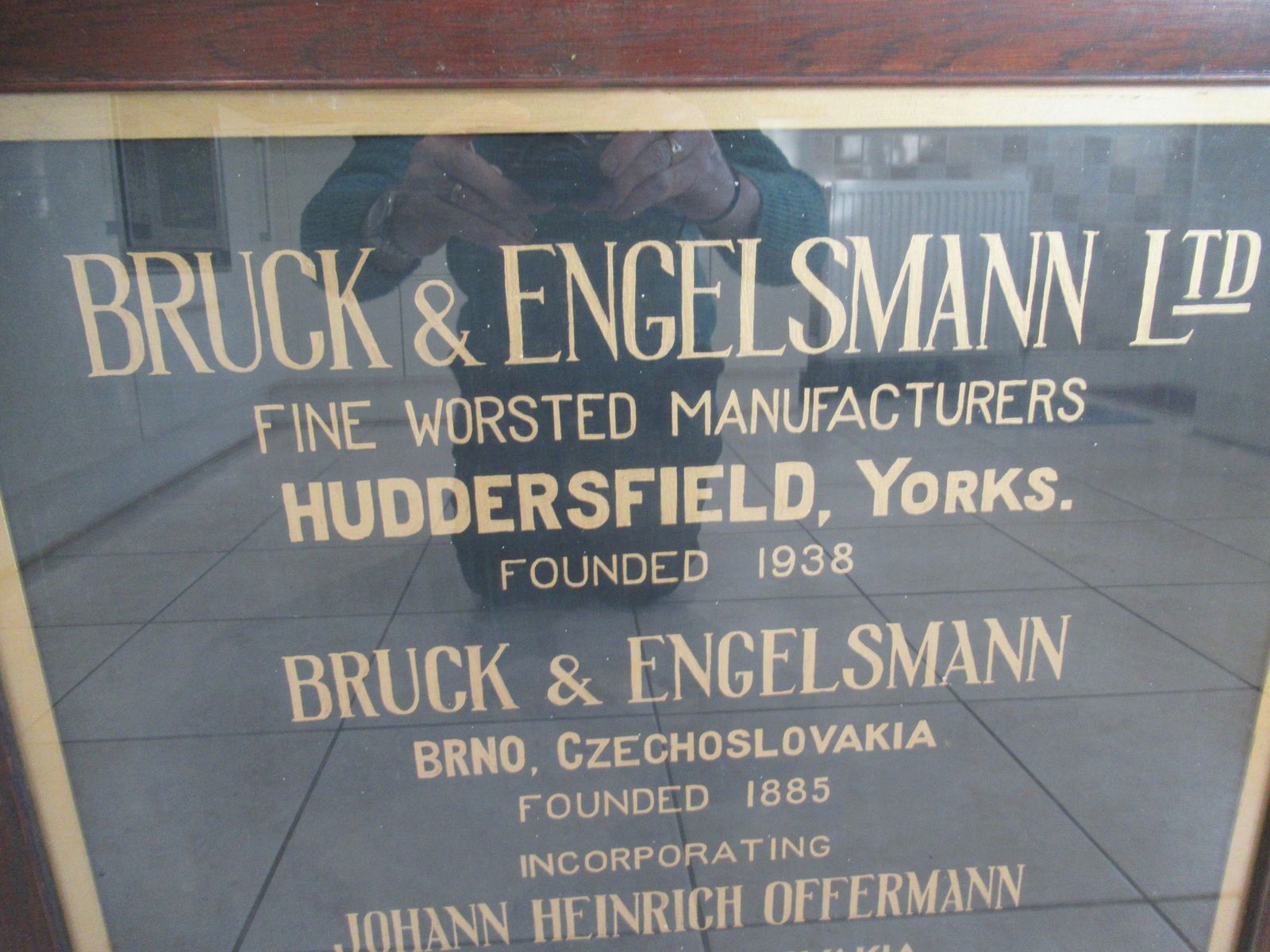 1920s   Oak Framed   Advertising     Print For Bruck   &  Engelsmann     Worsted   Manufactures photo Art