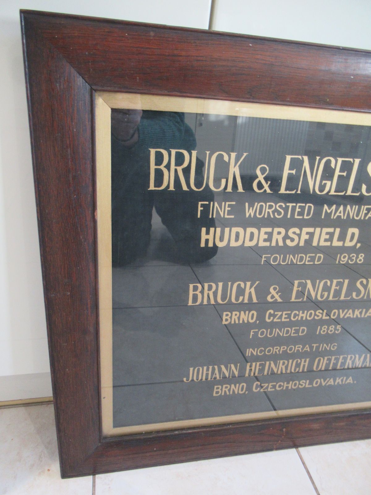 1920s   Oak Framed   Advertising     Print For Bruck   &  Engelsmann     Worsted   Manufactures photo vinterior