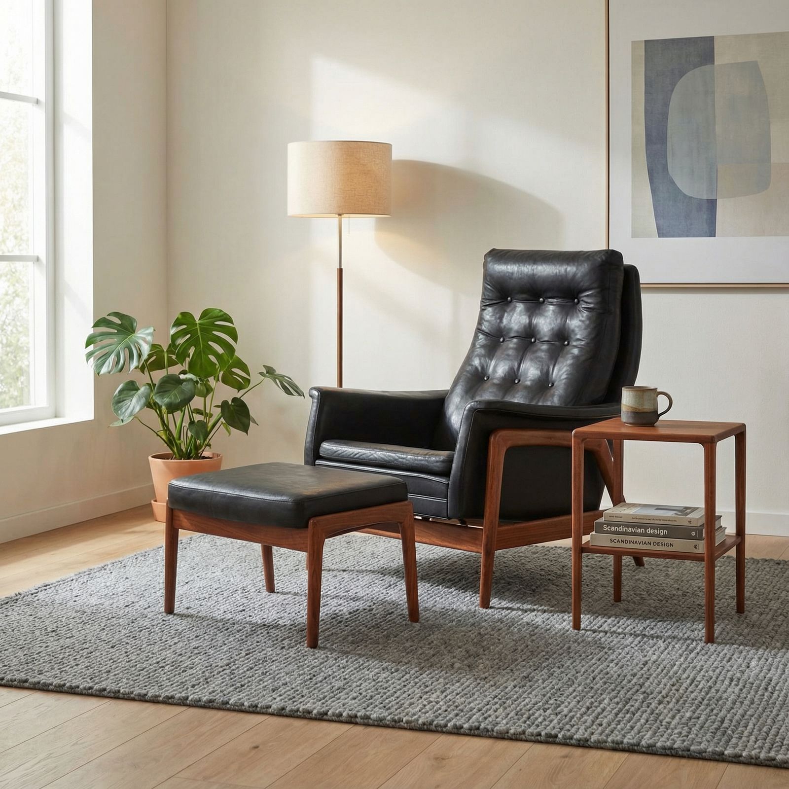 photo for sale Folke Ohlsson Mid Century “Arizona” Armchair & Footstool Dux Sweden 1960s