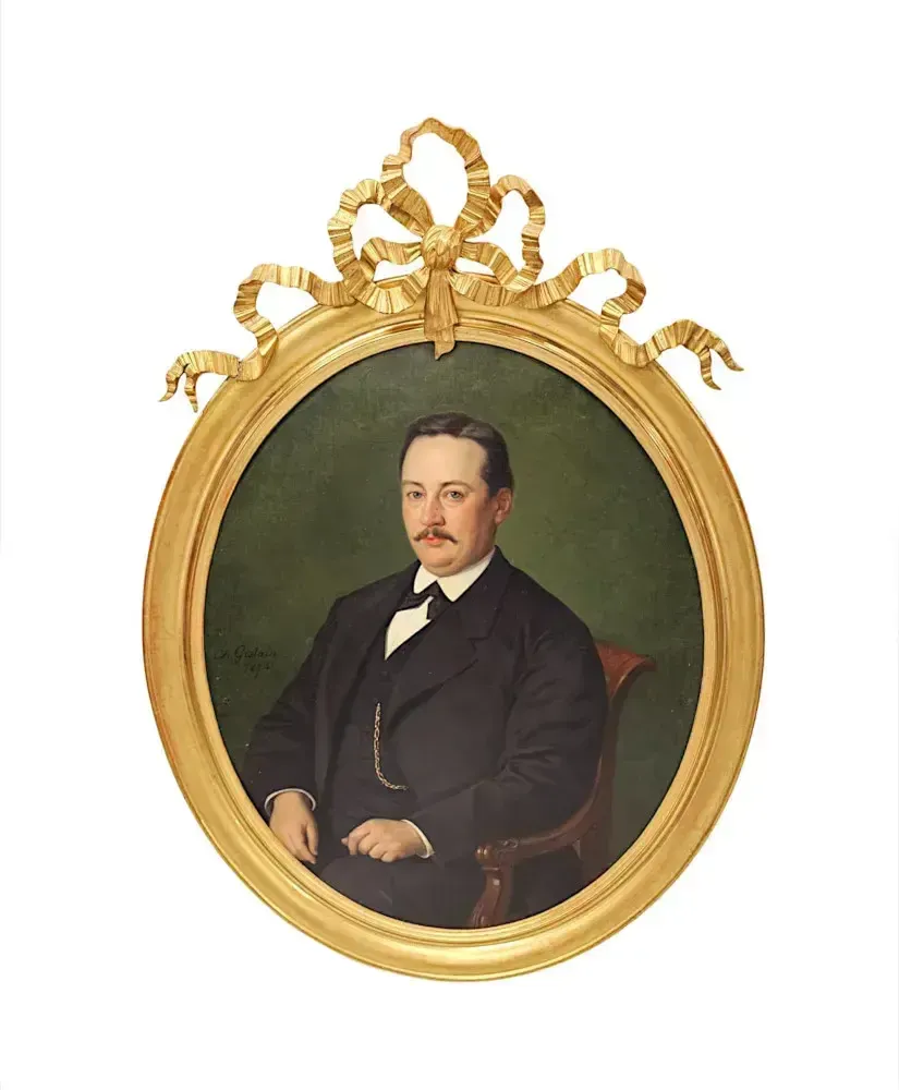 A Fabulous Large Pair Of 19th Century Giltwood Framed Portraits photo Art