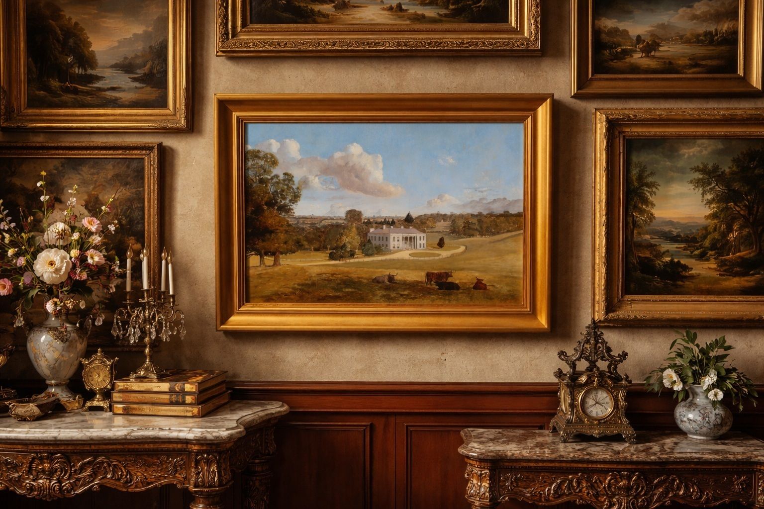 Warlies House, Essex – 19th Century English Landscape Oil Painting photo buy