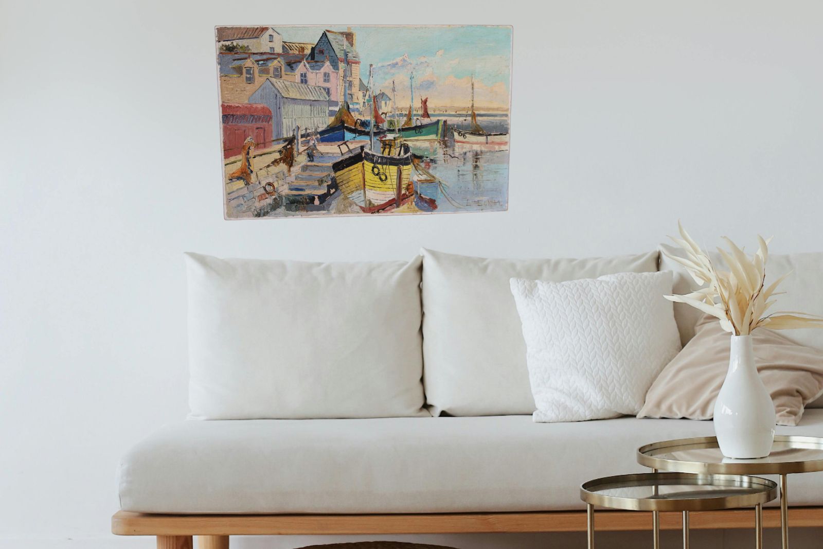 photo for sale “Original 1950s French Riviera Oil Painting – Midcentury Coastal Scene