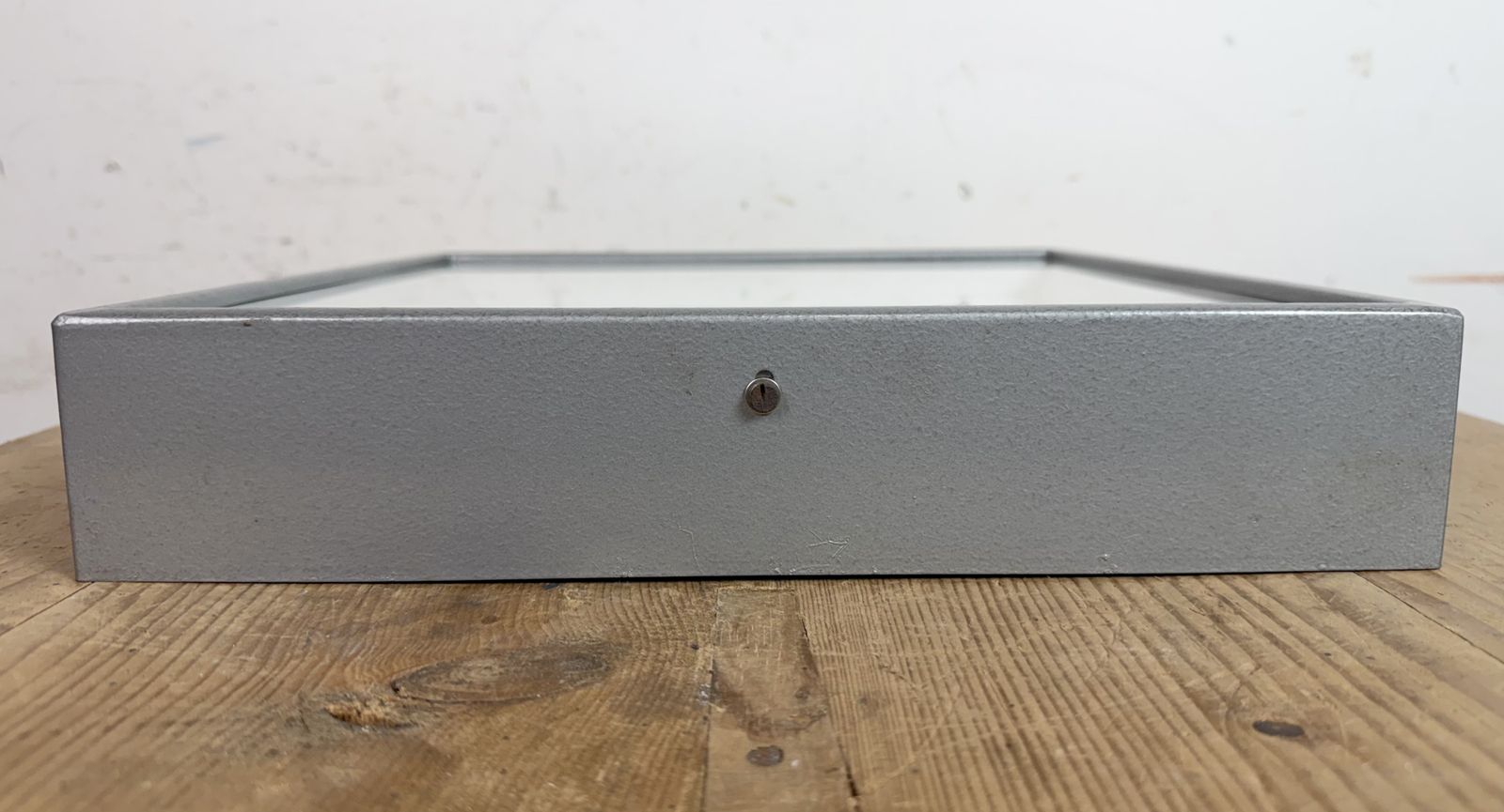 Grey Industrial Square Wall Clock From Pragotron, 1970s photo vinterior