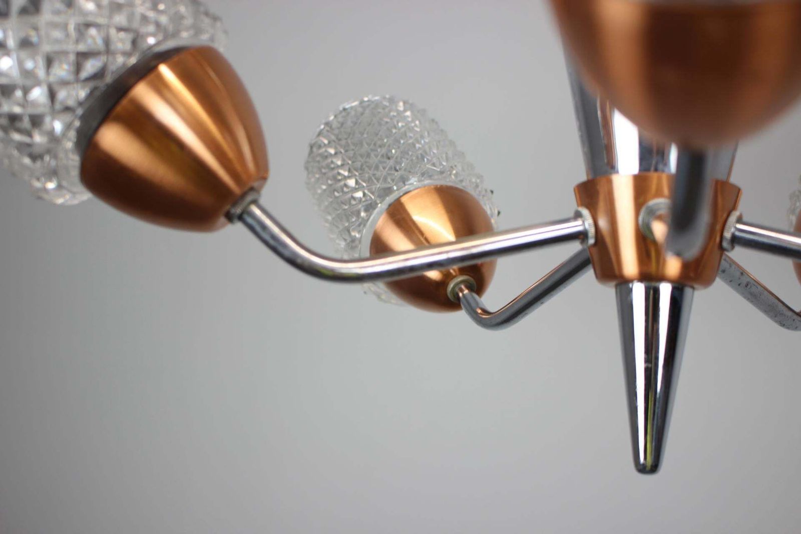 Drukov Brno Glass And Chrome Chandelier, Czechoslovakia, 1970s photo vinterior