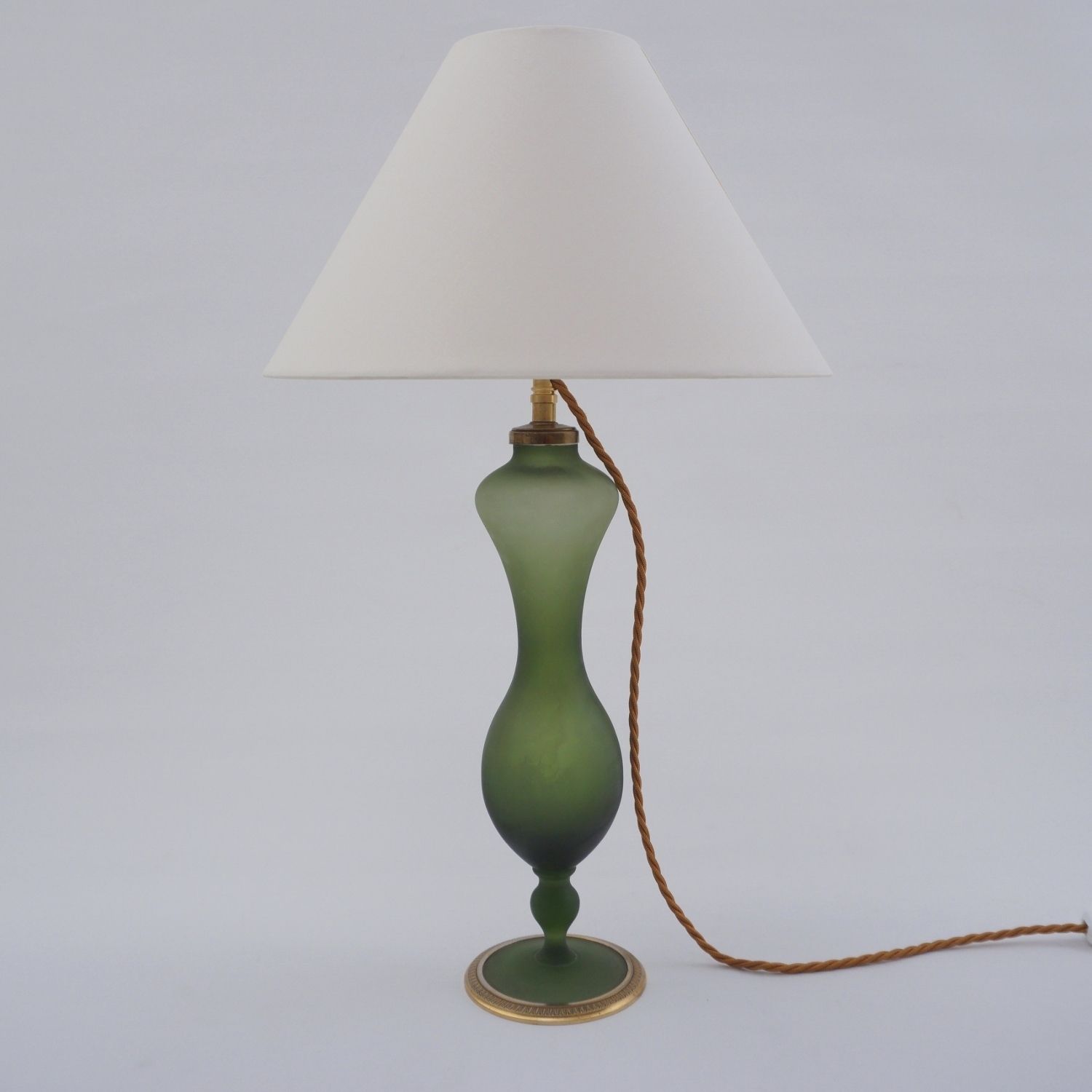 Art Nouveau Baccarat Satin Glass & Ormolu Table Lamp, 1890`s Ca, French   Rewired photo vinterior