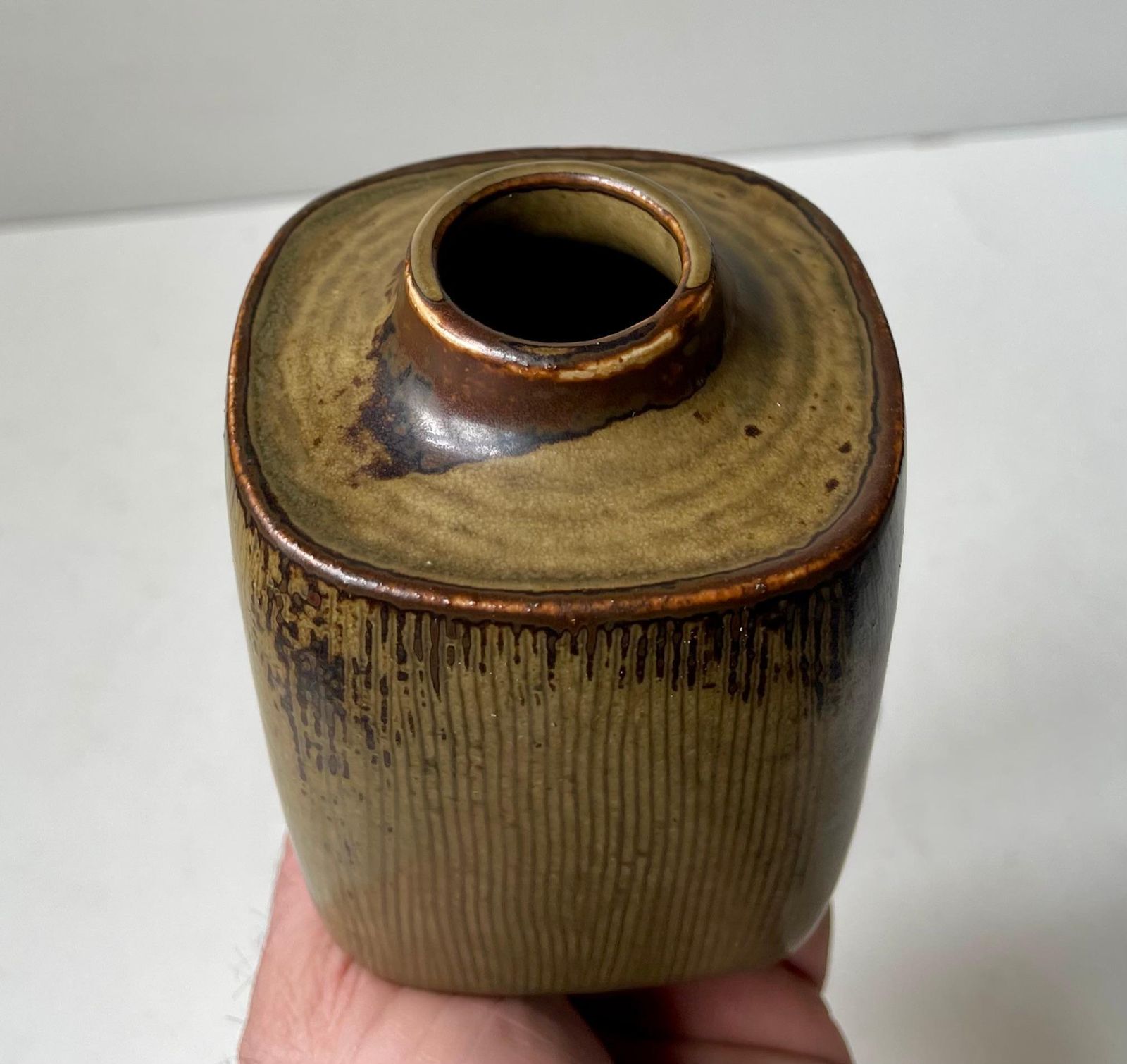 Valdemar Petersen Danish Stoneware Vase In Earthy Brown Glazes For B&G, 1960s photo furniture