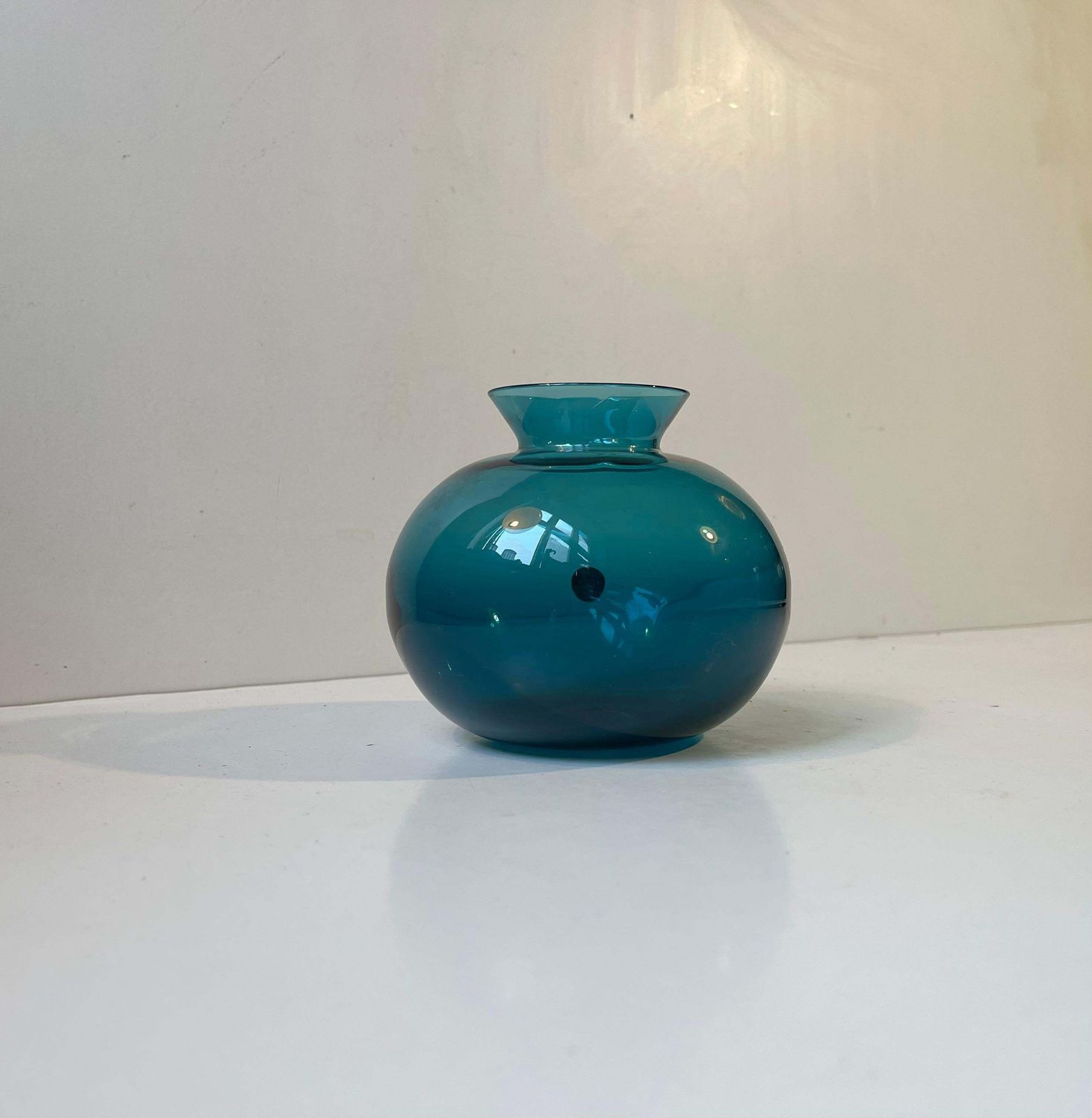 Swedish Modern Petrol Blue Glass Vase By Gunnar Ander For Lindshammar photo furniture