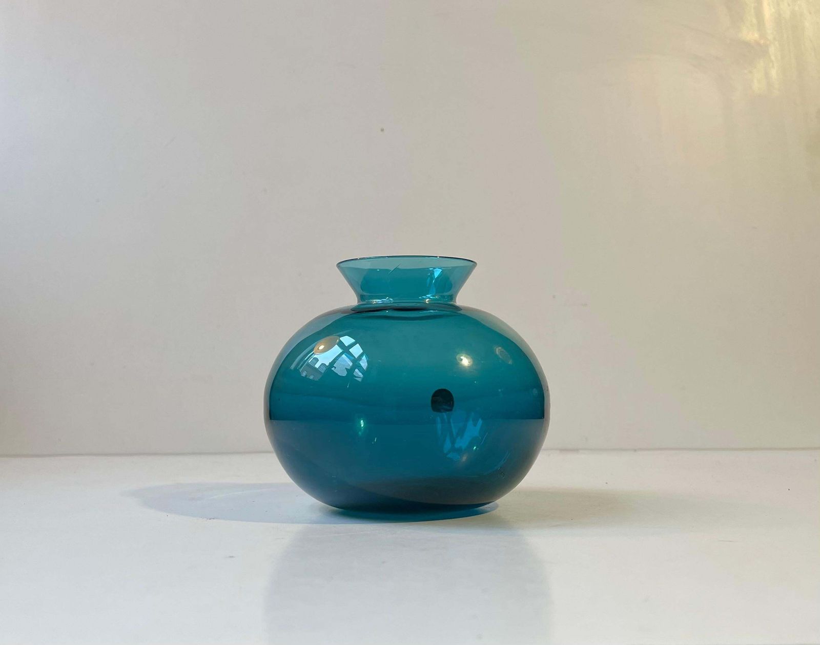 Swedish Modern Petrol Blue Glass Vase By Gunnar Ander For Lindshammar photo for sale