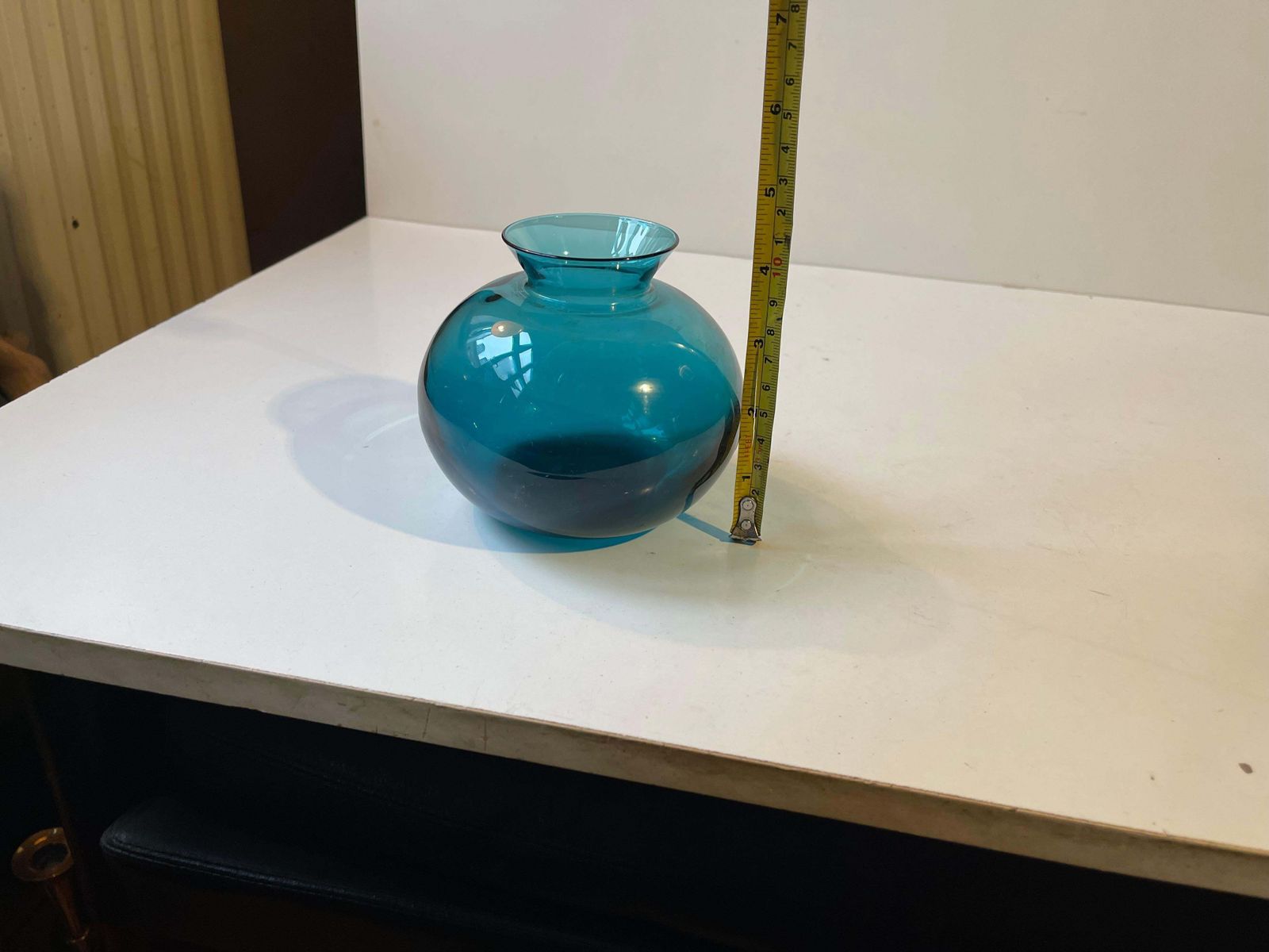 Swedish Modern Petrol Blue Glass Vase By Gunnar Ander For Lindshammar photo buy