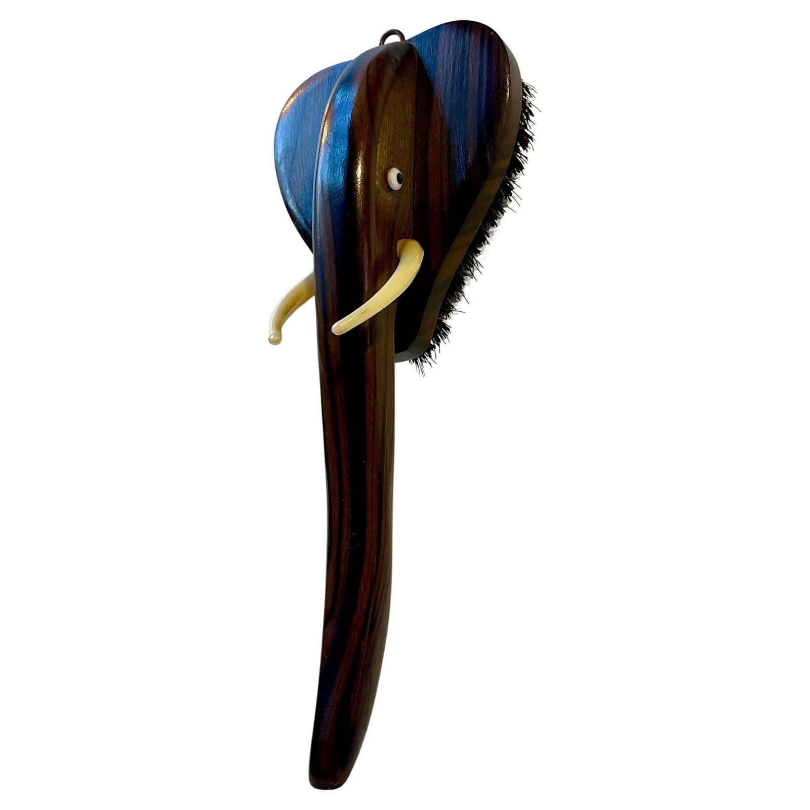 Vintage Elephant Clothing Brush In Faux Rosewood, 1970s