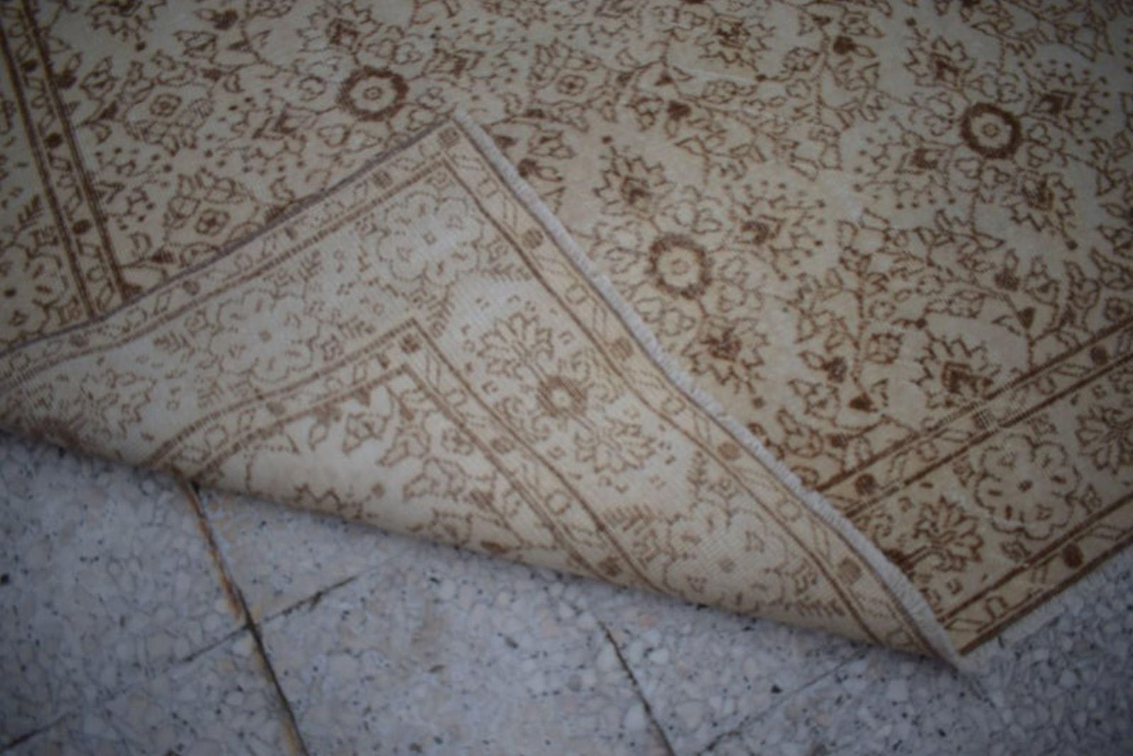 Vintage Distressed Oushak   6'8" X 10'5'' photo for sale