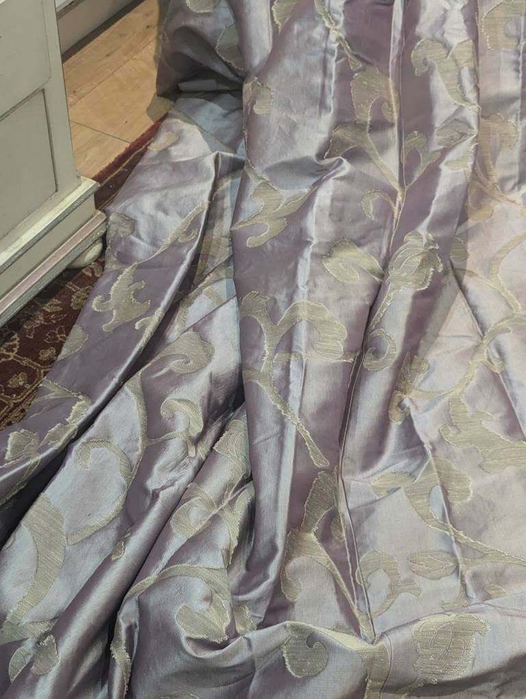 Fabulous Violet Silk Mix Pinch Pleat Second Hand Curtains   W220 D310 photo vinterior