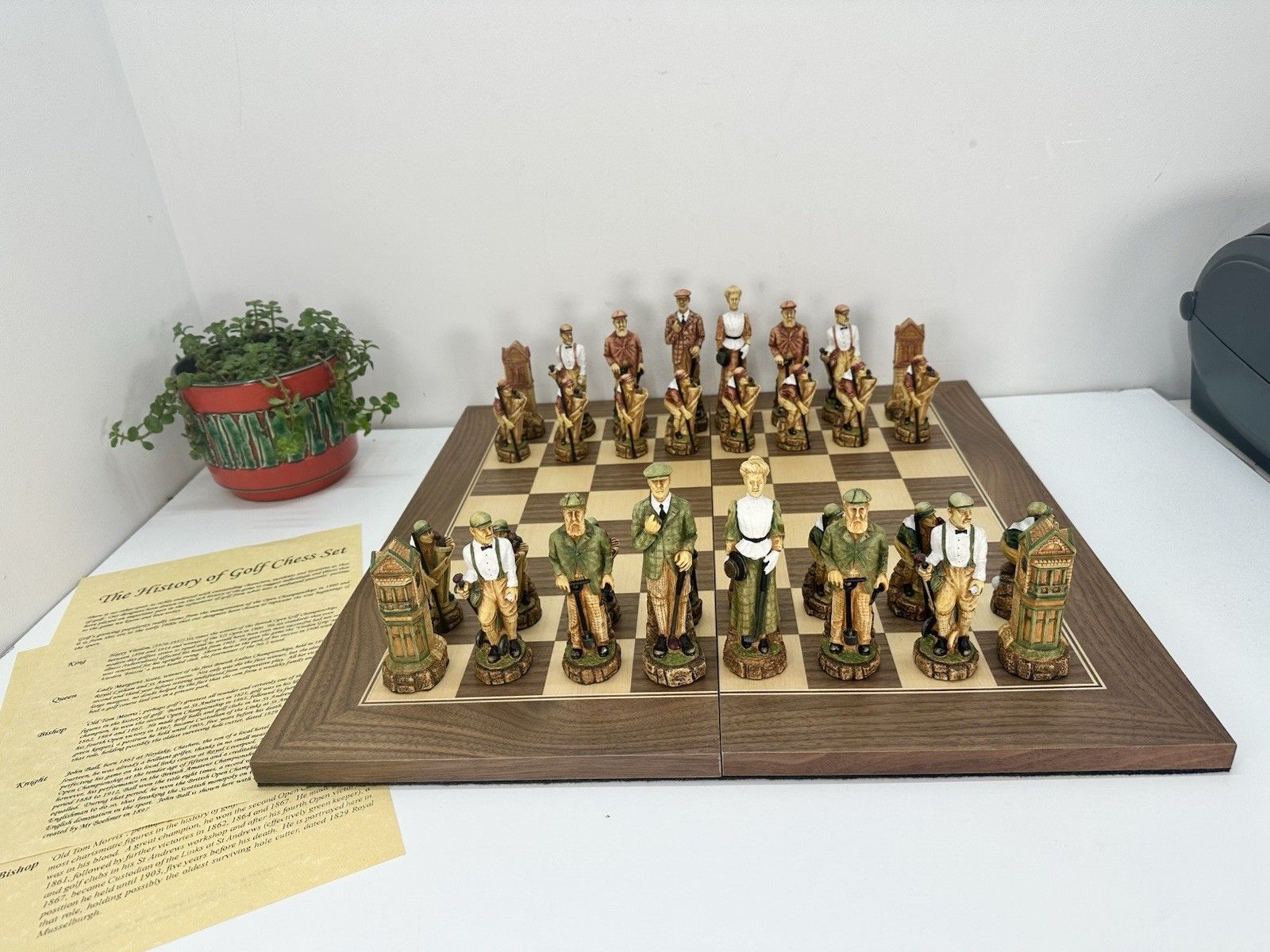 Sac Studio Anne Carlton History Of Golf Chess Set 5” King Hand Painted W/ Board photo furniture