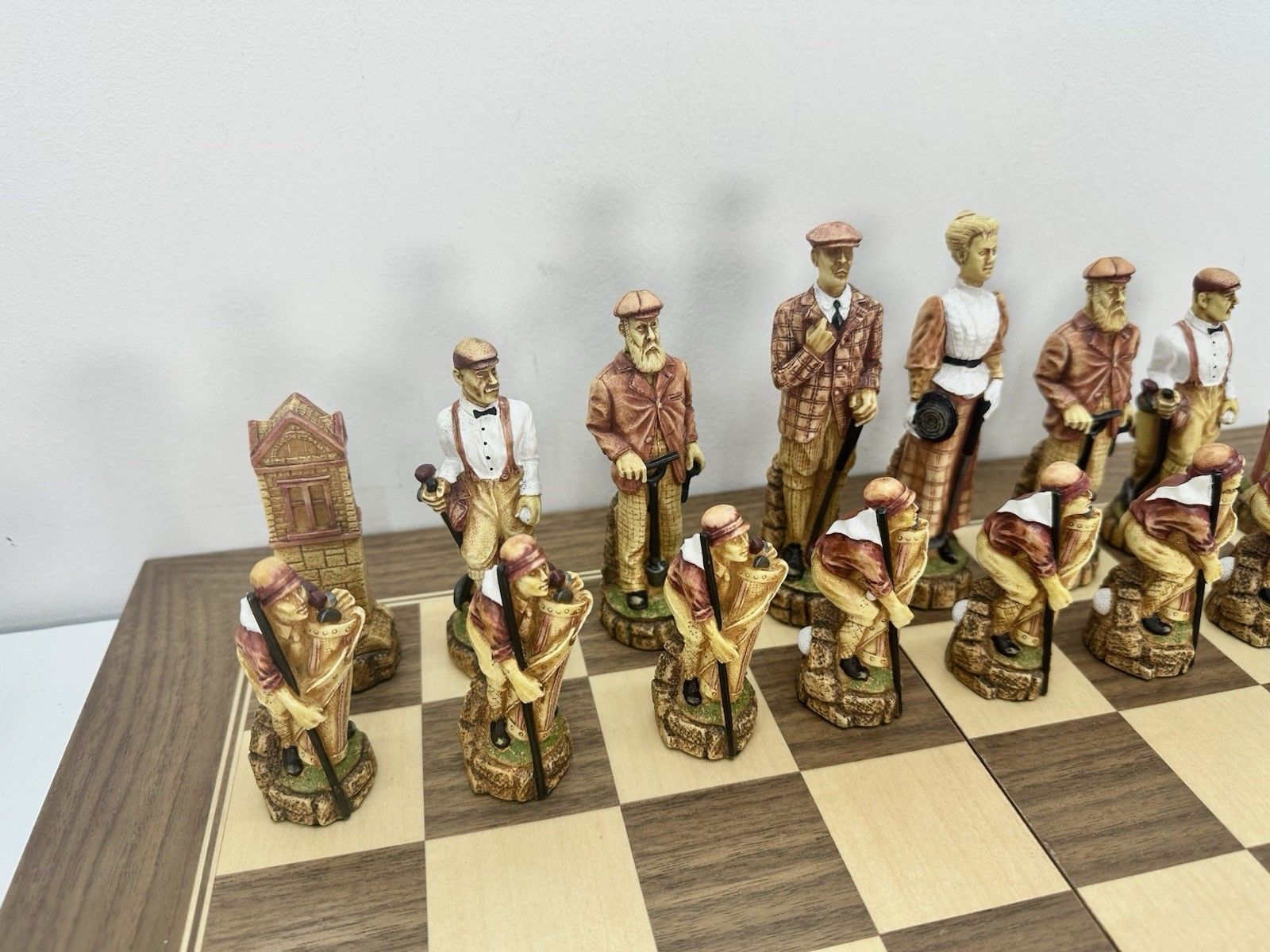 Art Sac Studio Anne Carlton History Of Golf Chess Set 5” King Hand Painted W/ Board photo