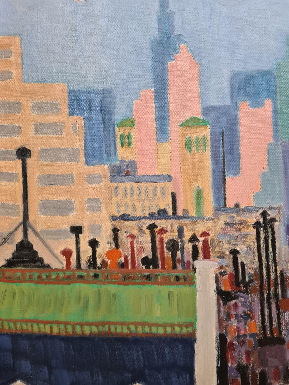 New York City Skyline, Mid Century Oil On Canvas By Nobel Laureate André Michael Lwoff, 1960s photo vinterior