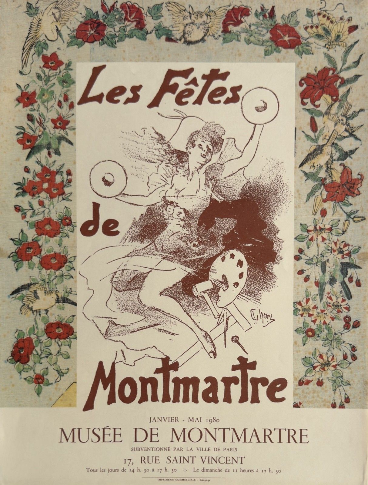 Jules Cheret Poster Les Fêtes De Montmartre 1980 Paris