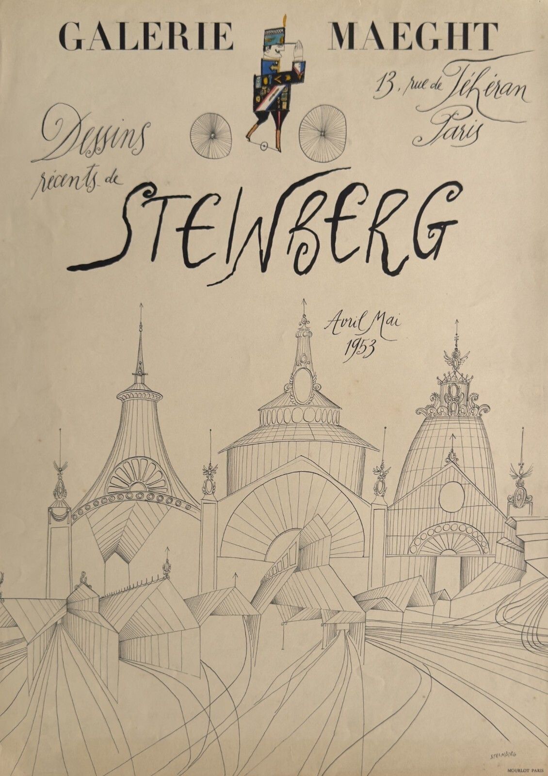 Saul Steinberg Vintage Poster Poster Expo Recent Drawings 1953 First Edition