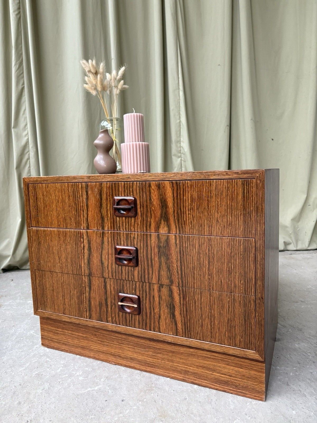 Vtg Mid Century Compact Rosewood Drawers Bedside Scandi Danish Retro R988