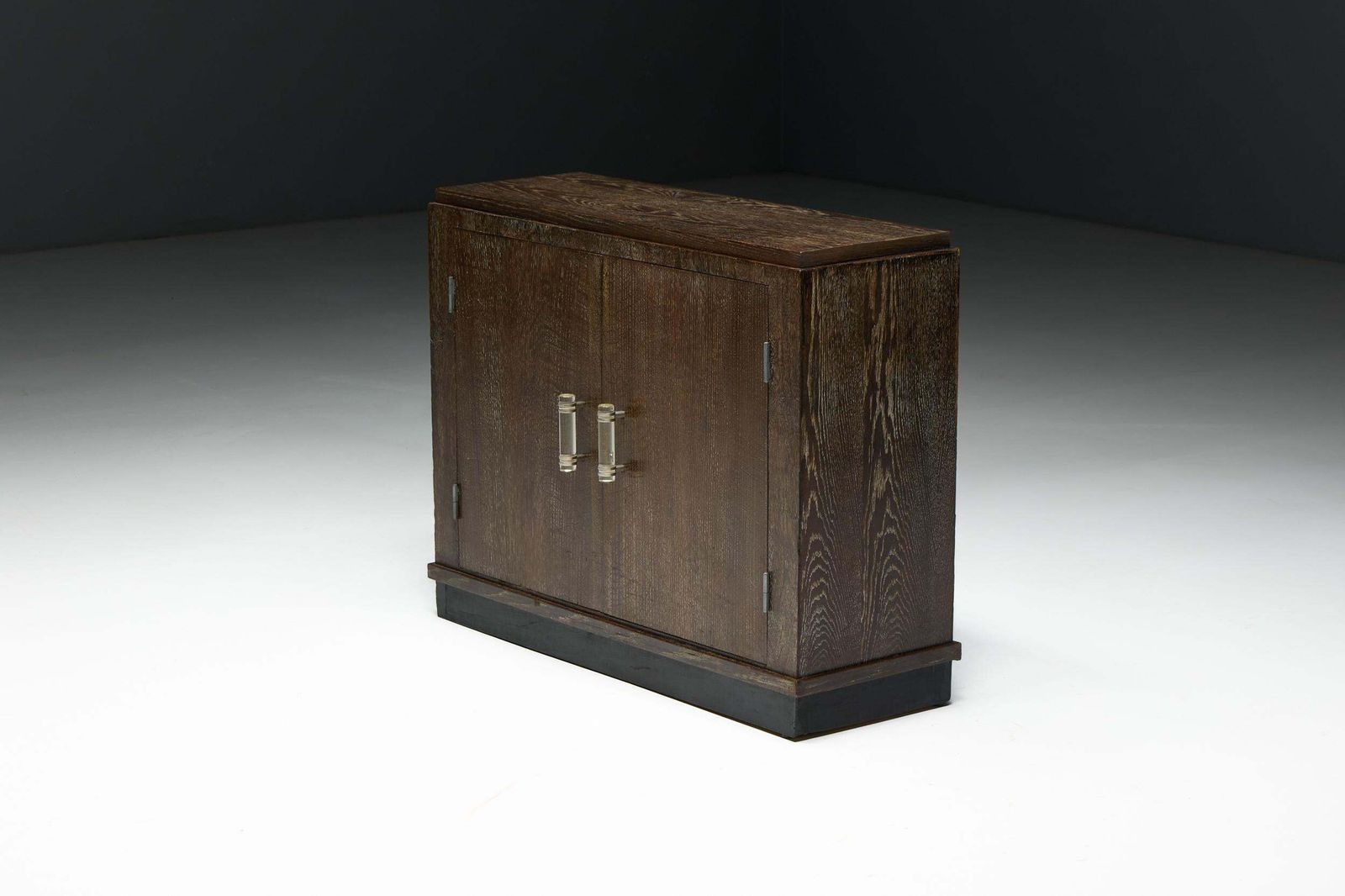 Furniture Modernist Art Deco Oak Cabinet, France, 1940s photo