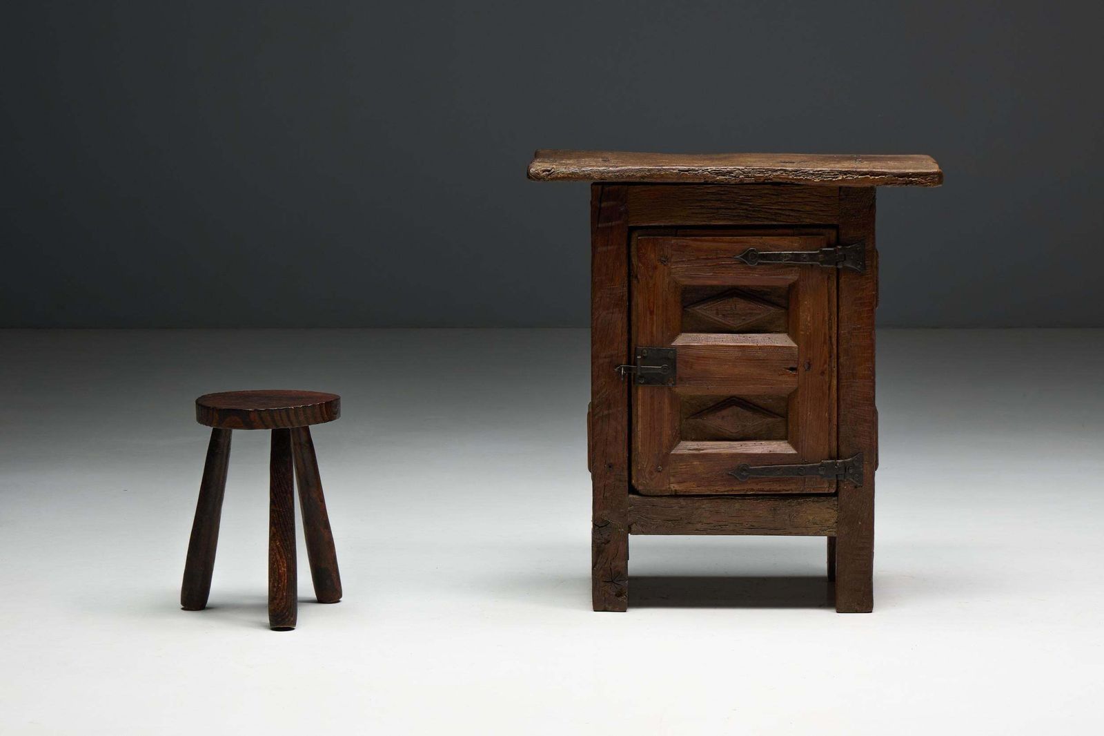 Antique Rustic Oak Cabinet, France, 19th Century photo vintage