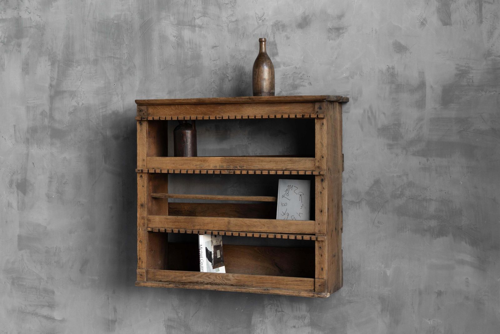 photo furniture Rustic Art Populaire Wall Mounted Shelf, France, 19th Century