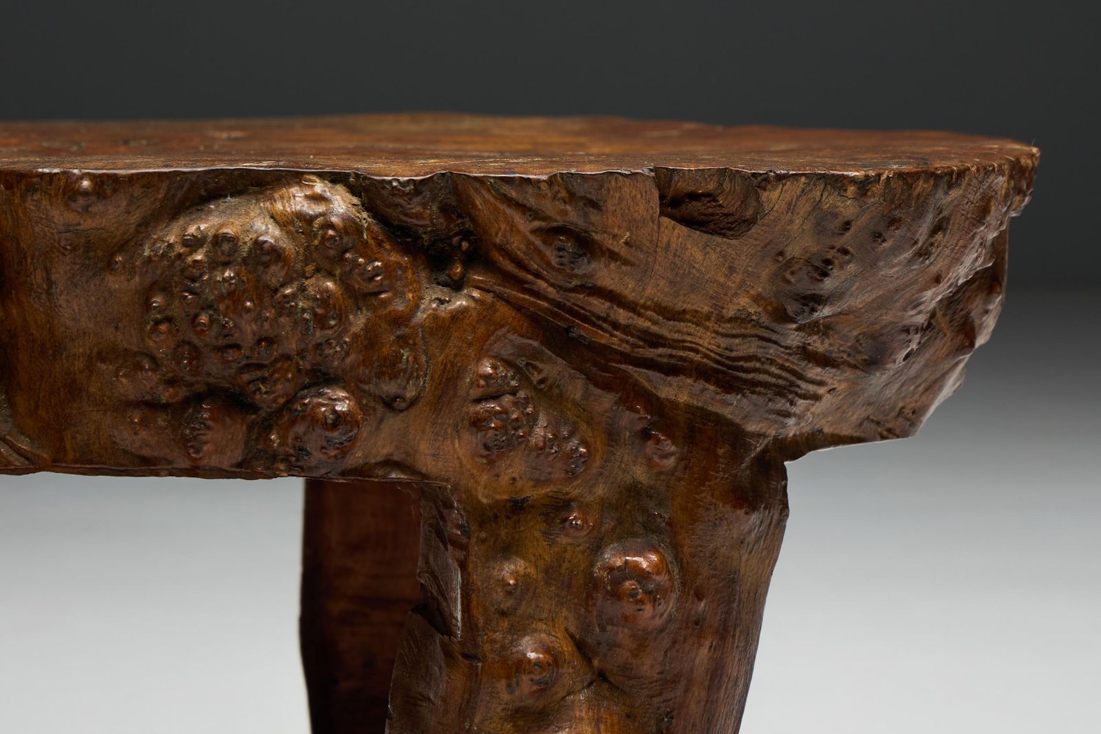 photo furniture Organic Burl Wood Coffee Table, France, 1950s
