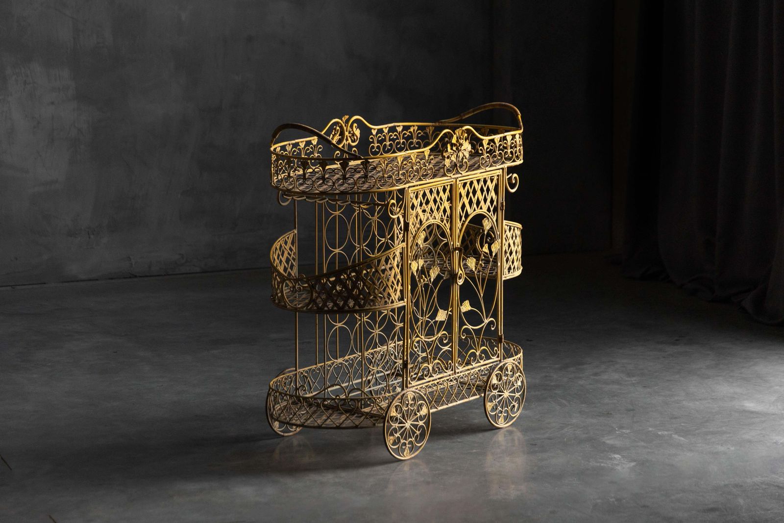 Antique Cast Iron Serving Trolley, France, Early 20th Century photo Furniture