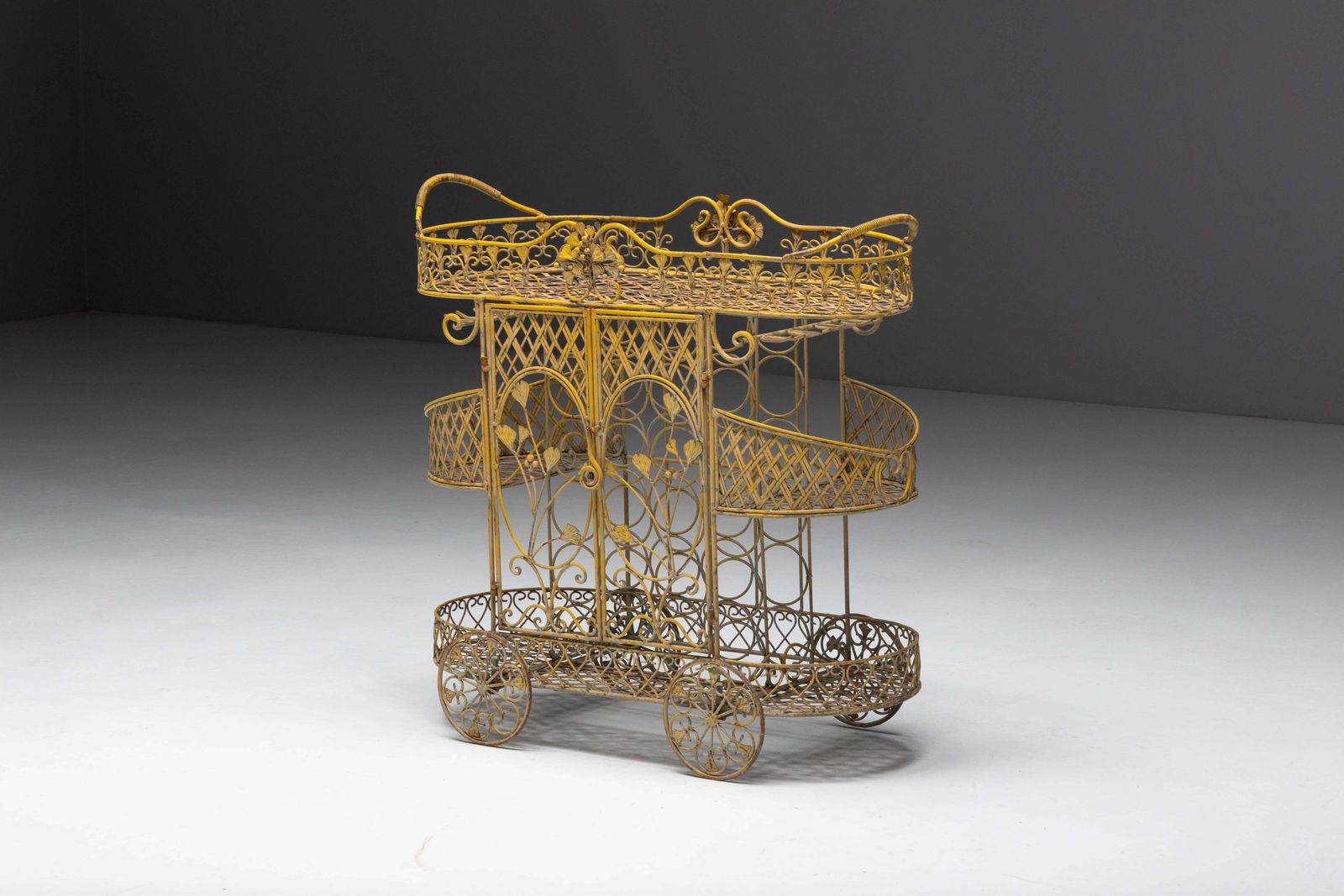 photo furniture Antique Cast Iron Serving Trolley, France, Early 20th Century