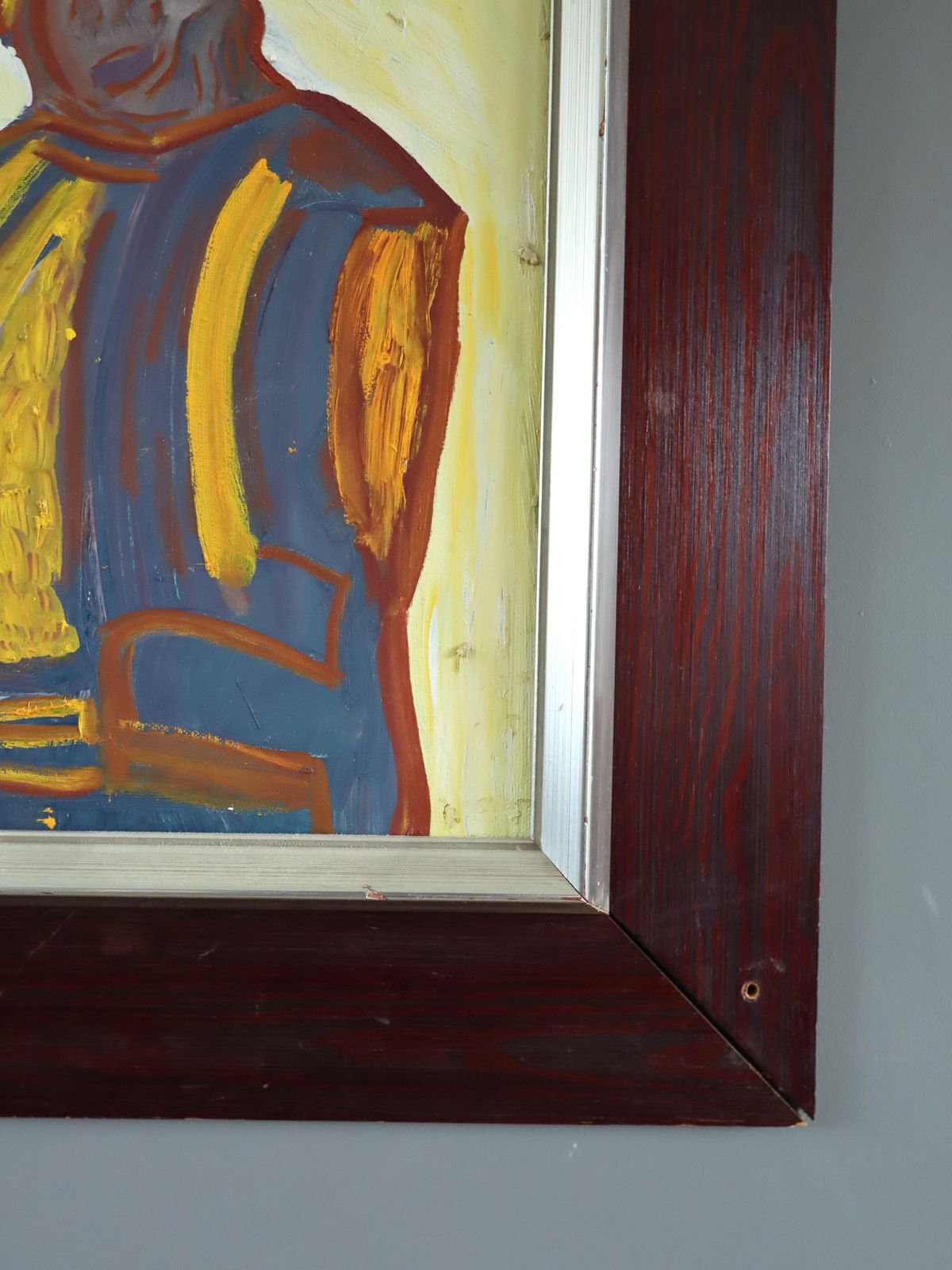 The Exchange Oil Painting, Mid 20th Century photo vintage
