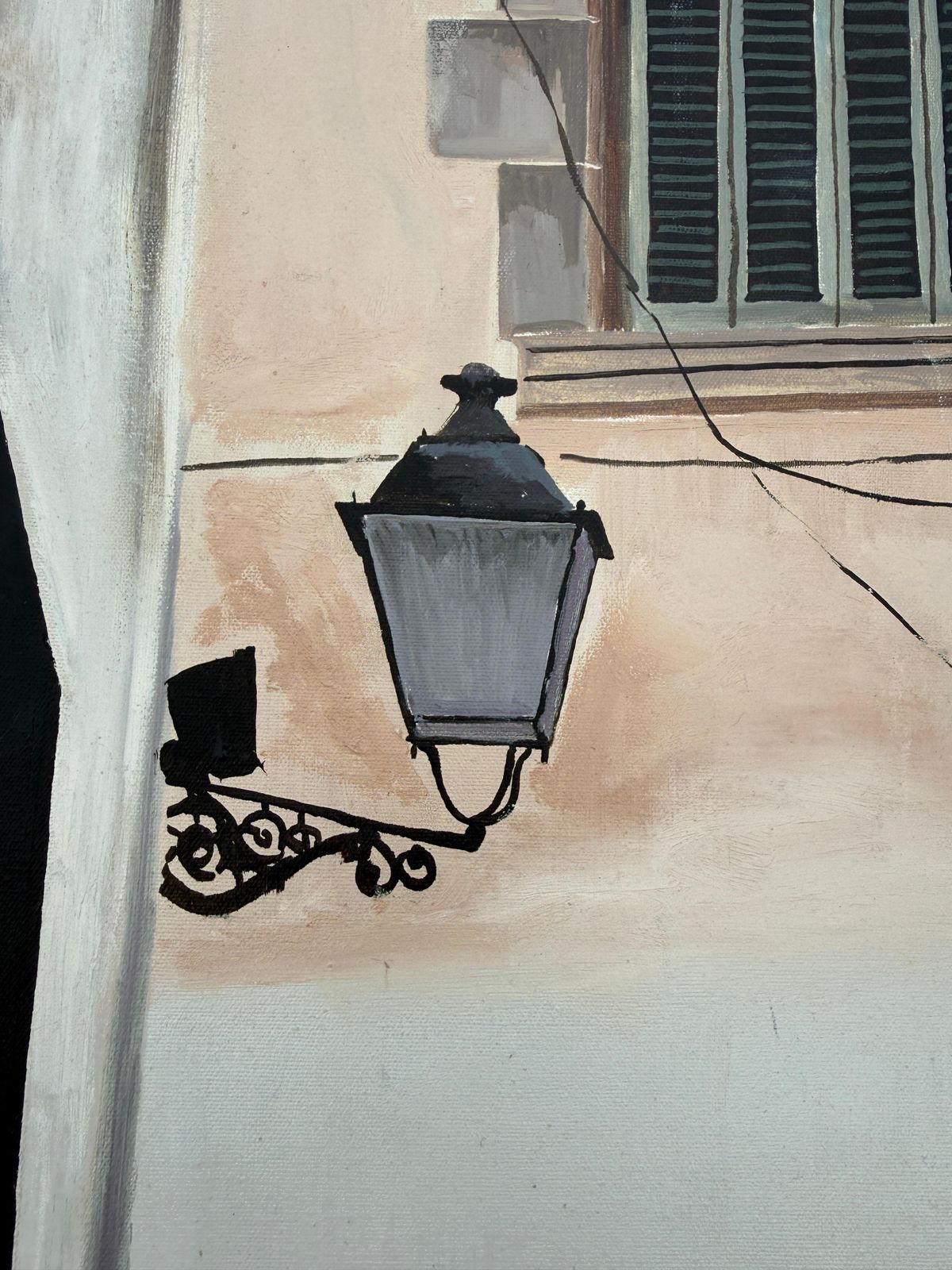 Fernando Cobo Arcas Historic Street In Sitges Spain Oil On Canvas Painting 2002 photo for sale