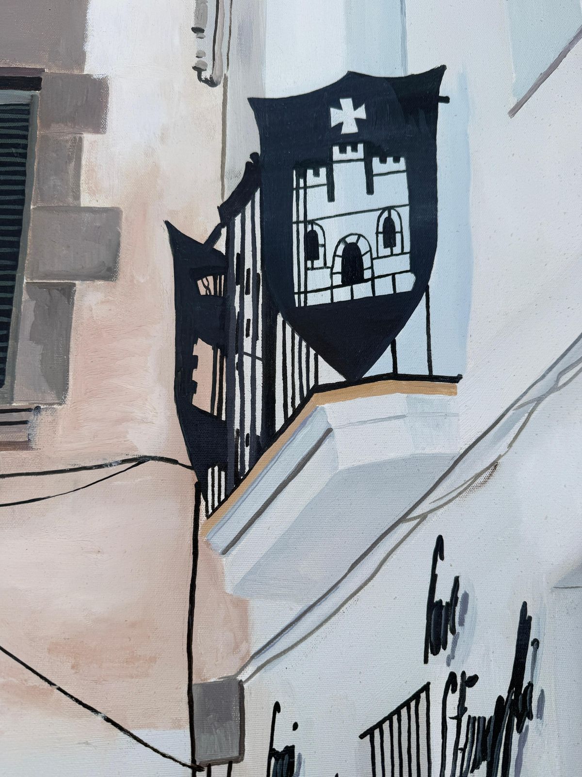 Fernando Cobo Arcas Historic Street In Sitges Spain Oil On Canvas Painting 2002 photo Art