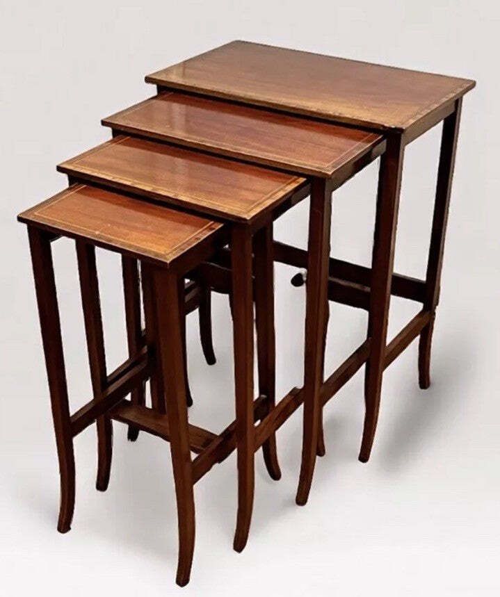 Victorian Inlaid Mahogany Quartetto Nest. Perfect Coffee / Lamp Tables