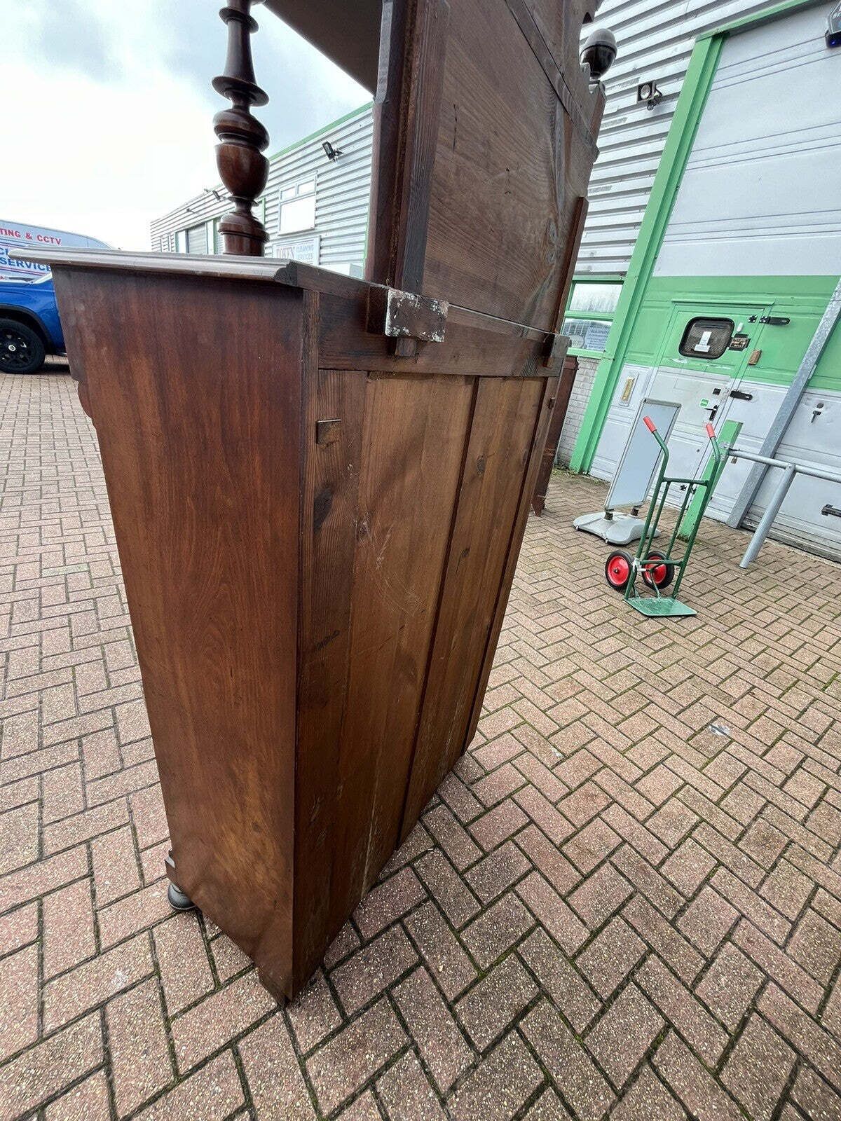 746.0 Antique Walnut Bookcase / Cupboard With Fitted Shelves & Drawer photo