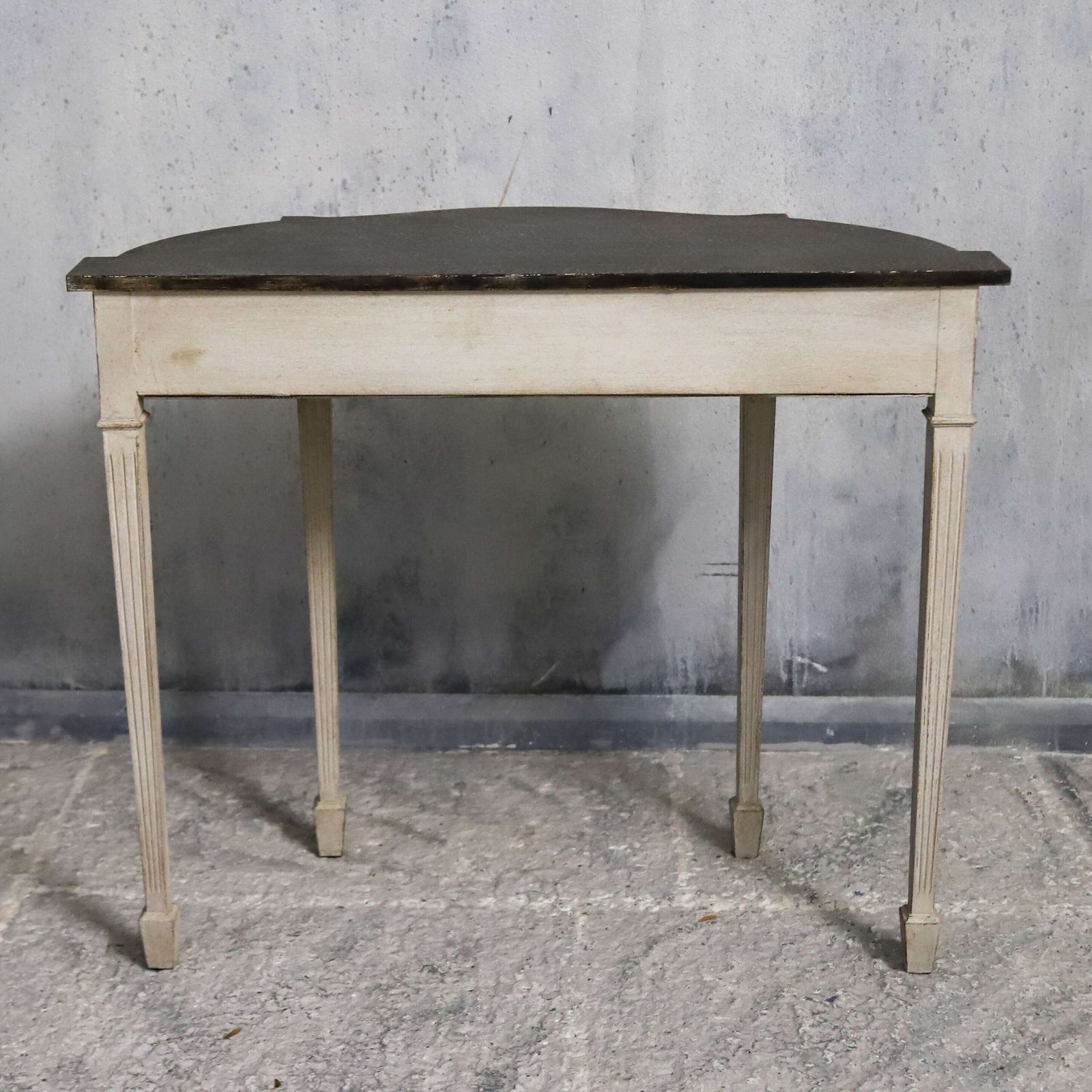 Decorative Serpentine Fronted Console Table In Antique White With Faux Slate Top photo vintage