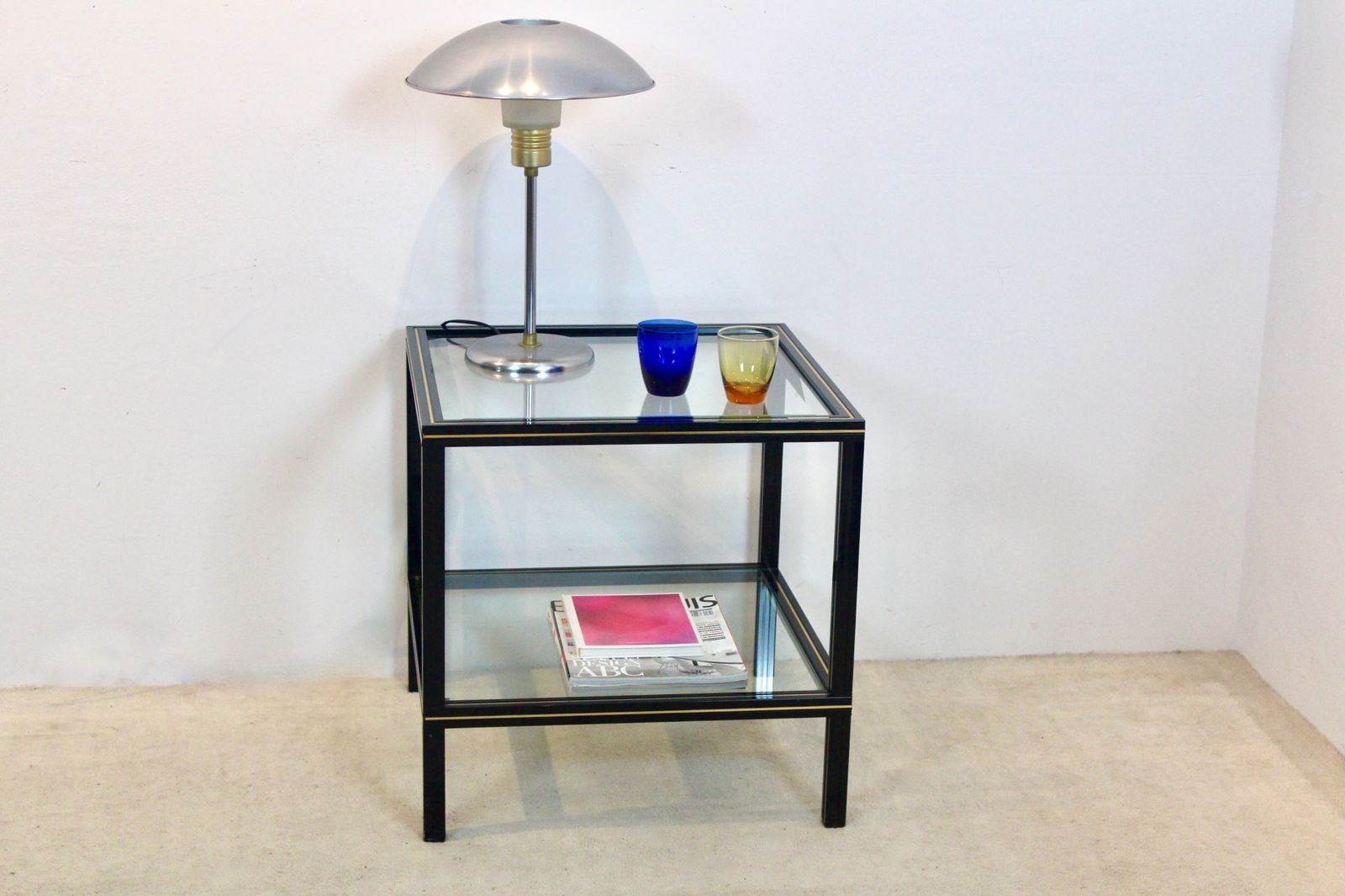 photo furniture Pierre Vandel Black Aluminum And Brass Side Table, France, 1970s