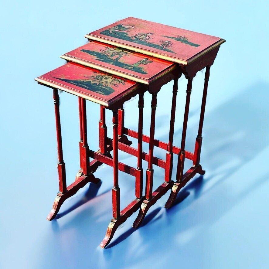 Edwardian Red Japanned Nest Of Tables photo furniture