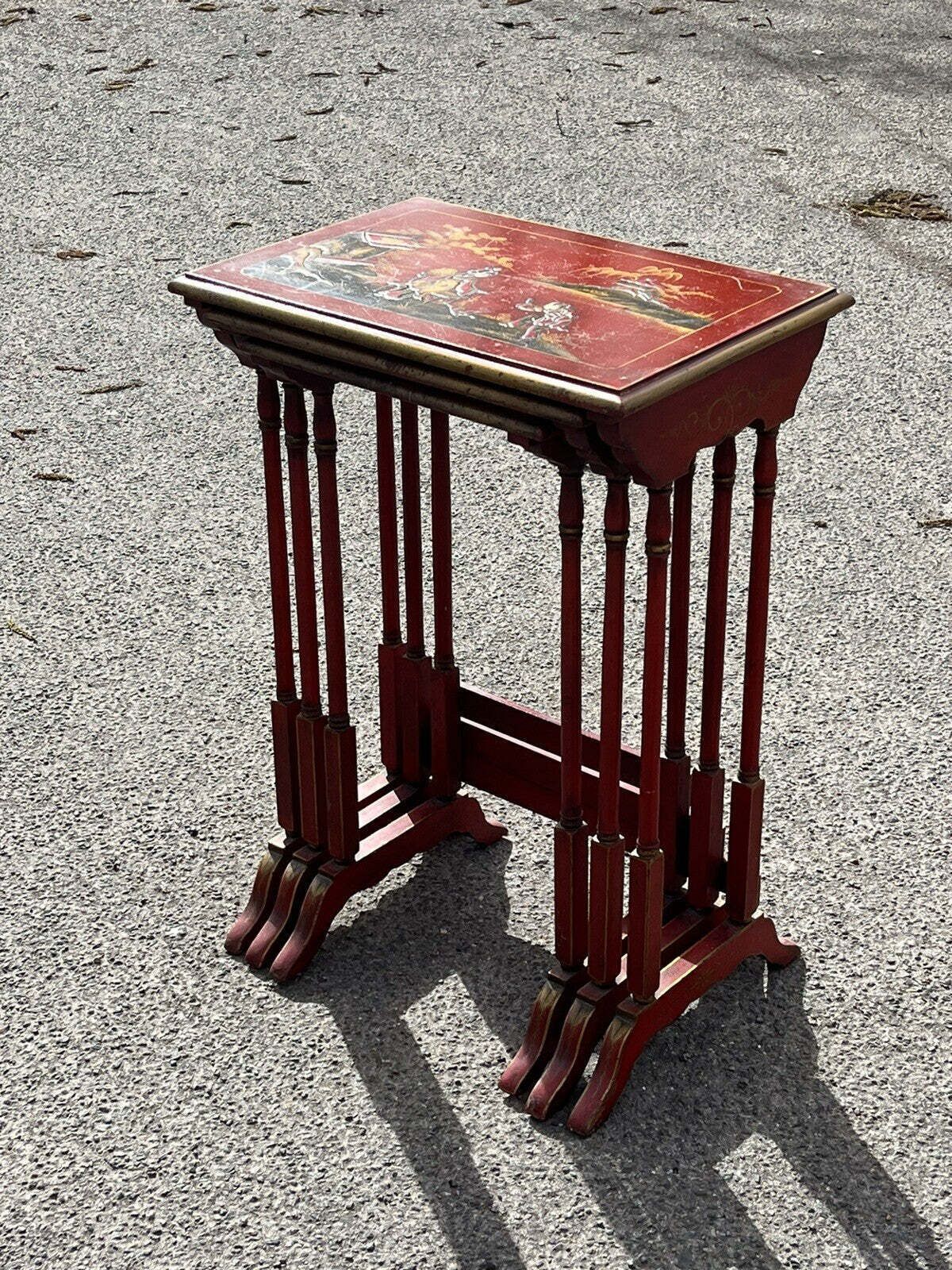 Edwardian Red Japanned Nest Of Tables photo buy