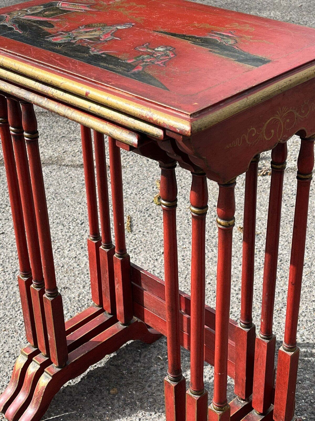 photo furniture Edwardian Red Japanned Nest Of Tables