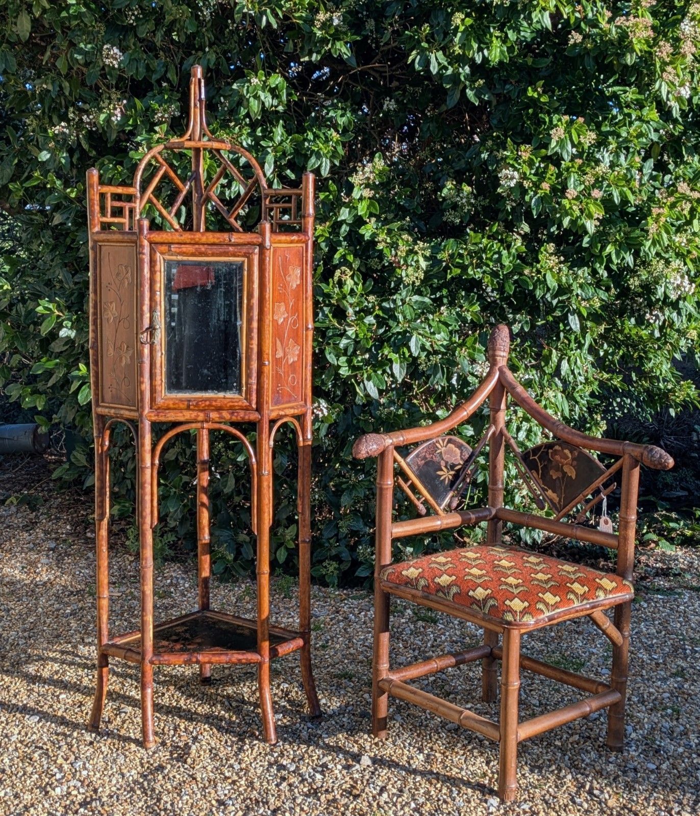 photo for sale Pretty Antique Bamboo Cabinet Aesthetic Period