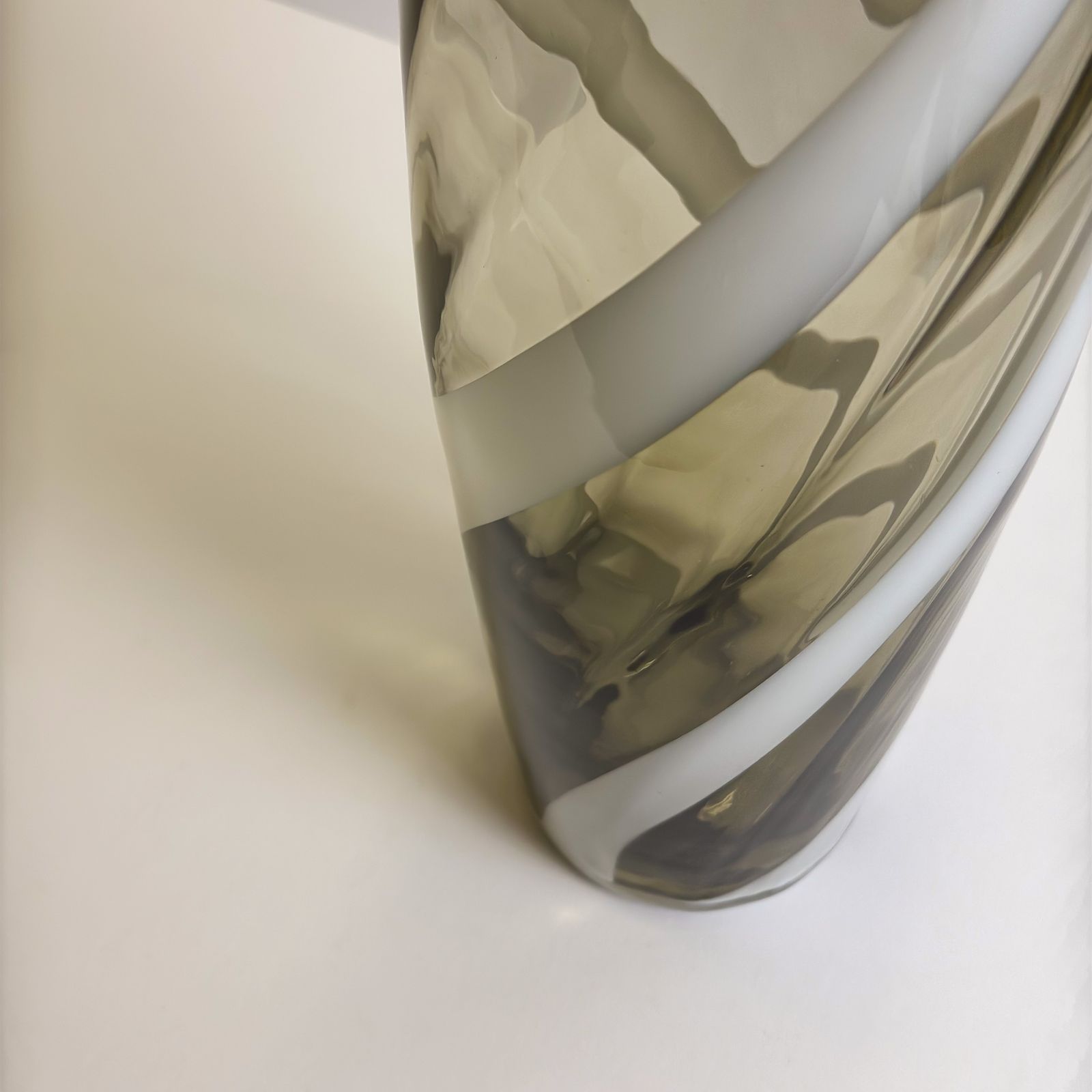 Tall Glass Floor Vase, Striped Design, Italian Mid Century 1960s photo furniture