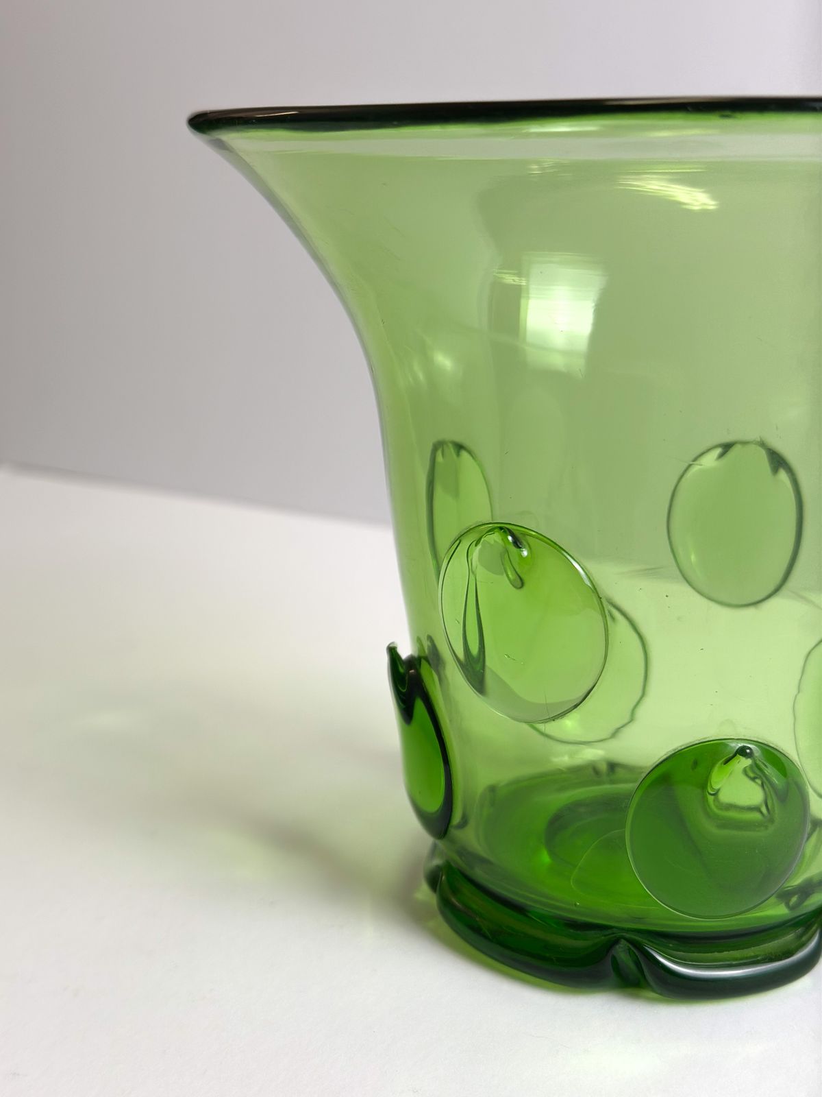 Green Glass Vase With Applied Punts, Wersin For Tiroler, Austria, 1924 photo buy