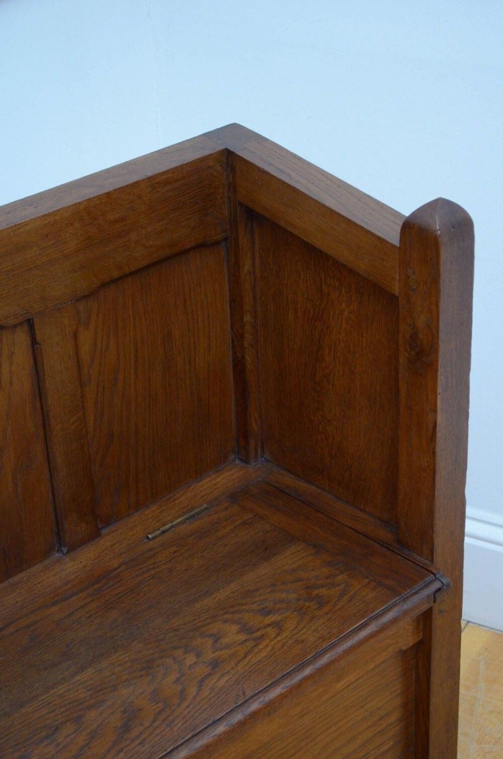 Gothic Revival Oak Hall Bench, 1800s photo vintage