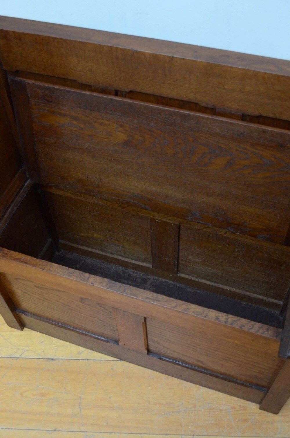 Furniture Gothic Revival Oak Hall Bench, 1800s photo
