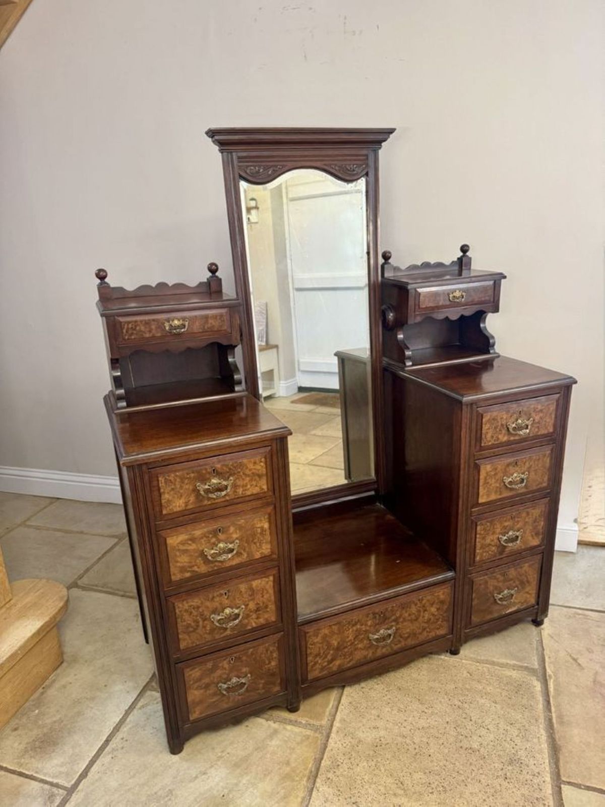 Fine Quality Antique Burr Walnut Dressing Table photo vintage