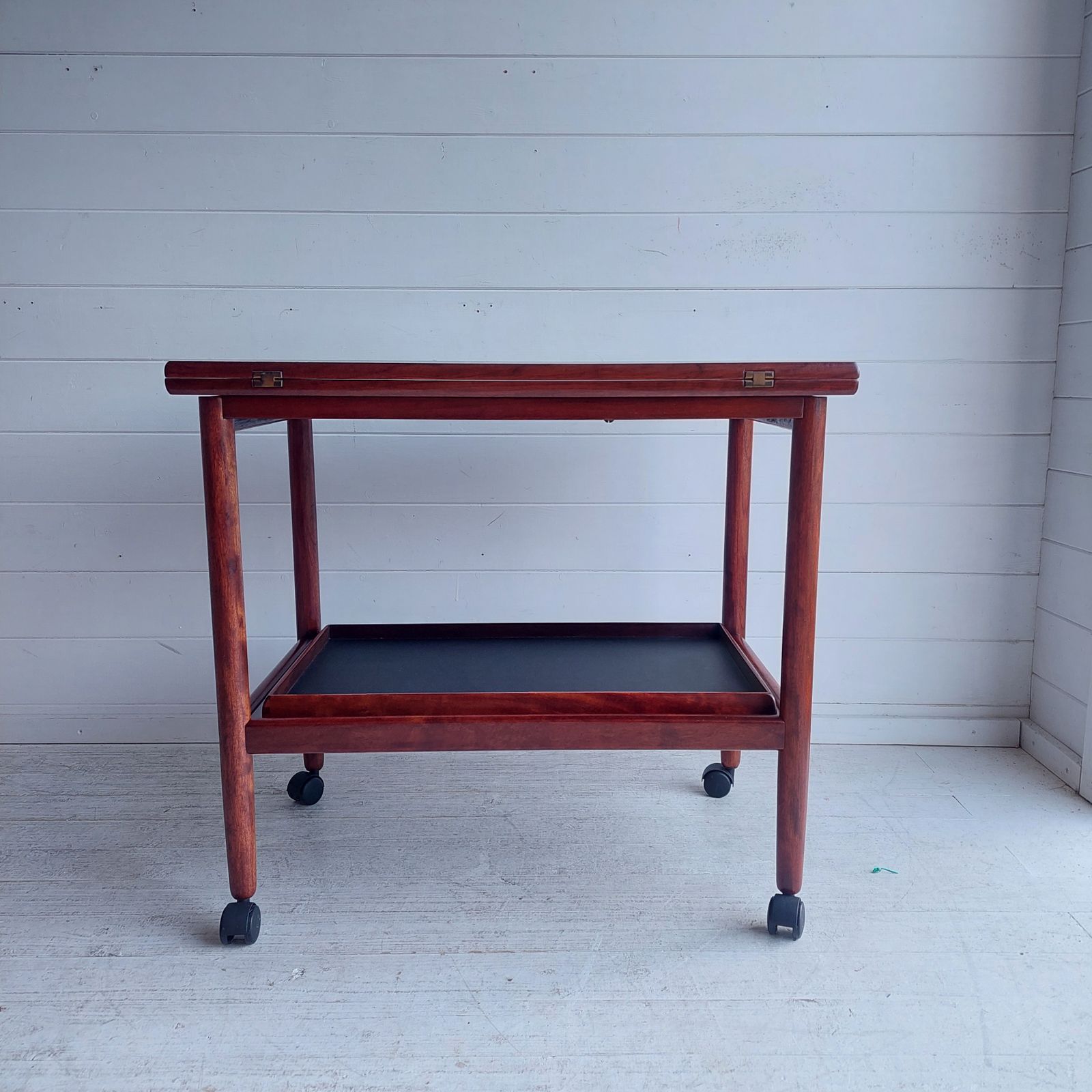 Furniture Mid Century Drinks Trolley Grete Jalk Poul Jeppesens Møbelfabrik, Rosewood Extendable Barcart 1960s photo