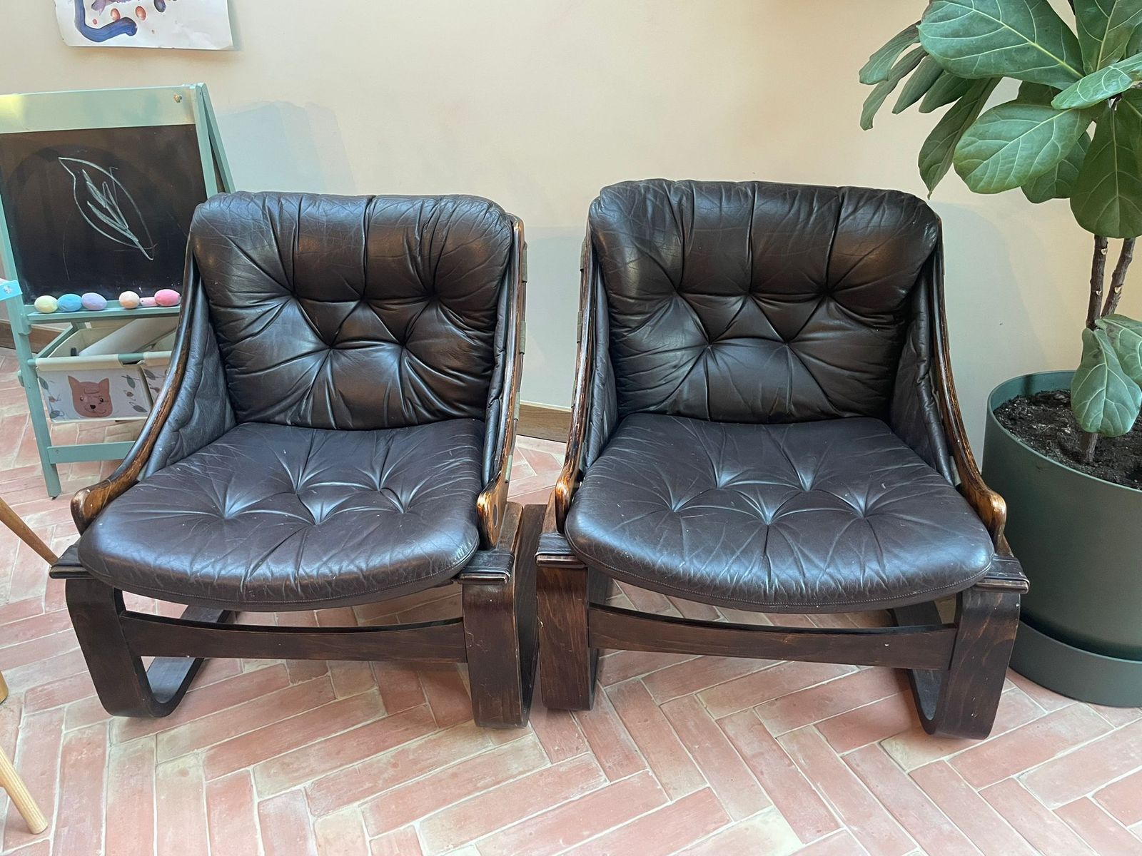 åke Fribyter “Kronan” Lounge Chairs – Pair – Nelo Möbler, Sweden 1960s photo for sale
