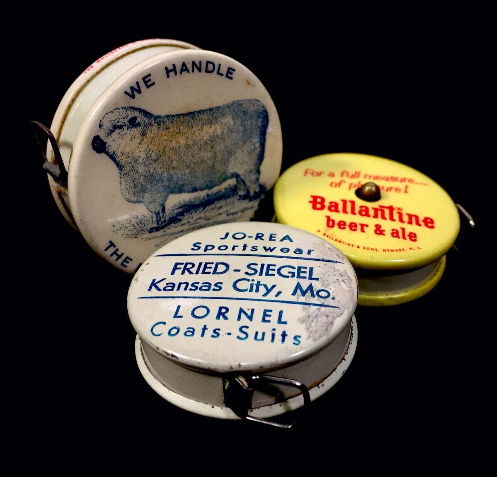 Antique Advertising Set Of 3 Miniature American Store Promotional Tape Measures photo buy