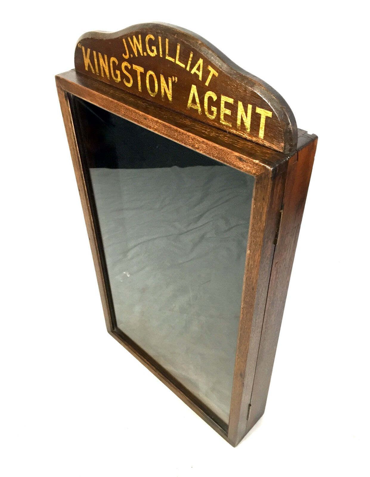 Antique Advertising Wooden Showcase Shop Display Sign Box J. W. Gilliat Kingston photo for sale