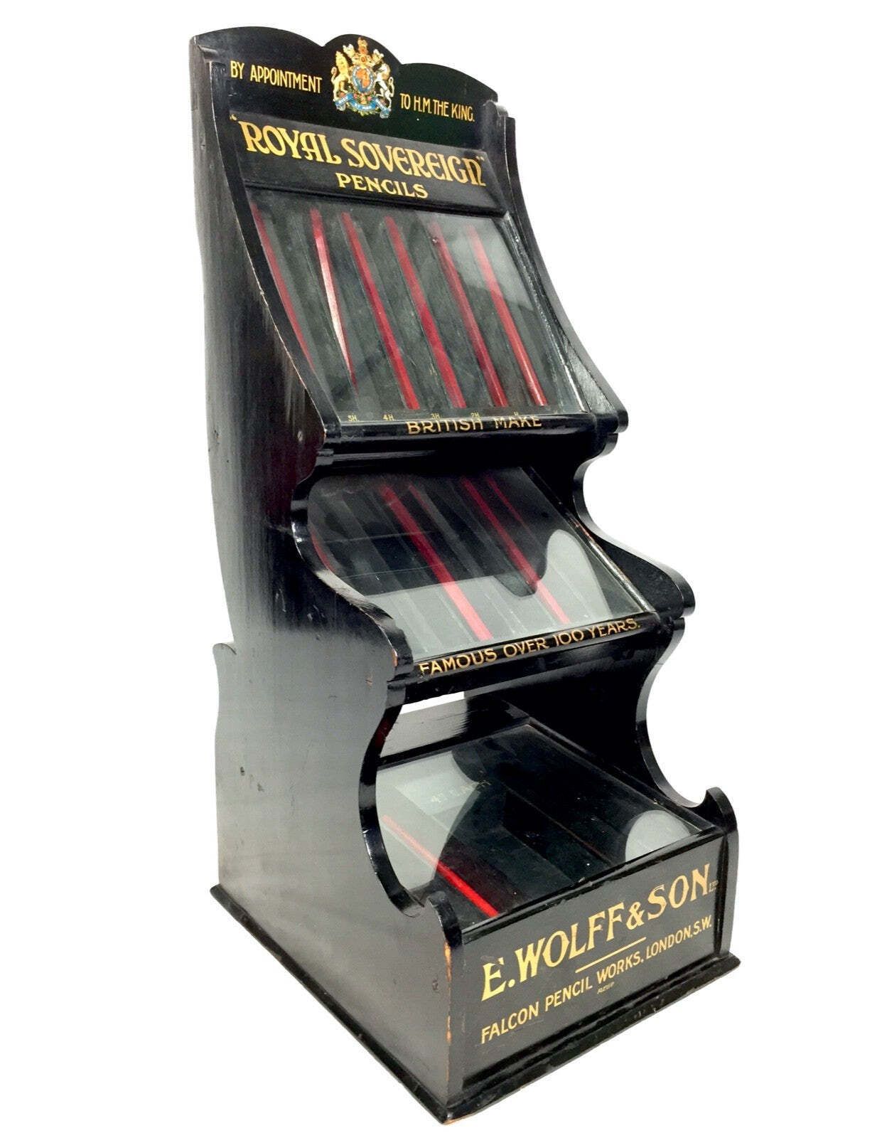 photo furniture Antique Advertising E.Wolff & Son Of London Pencil Shop Display Cabinet Case